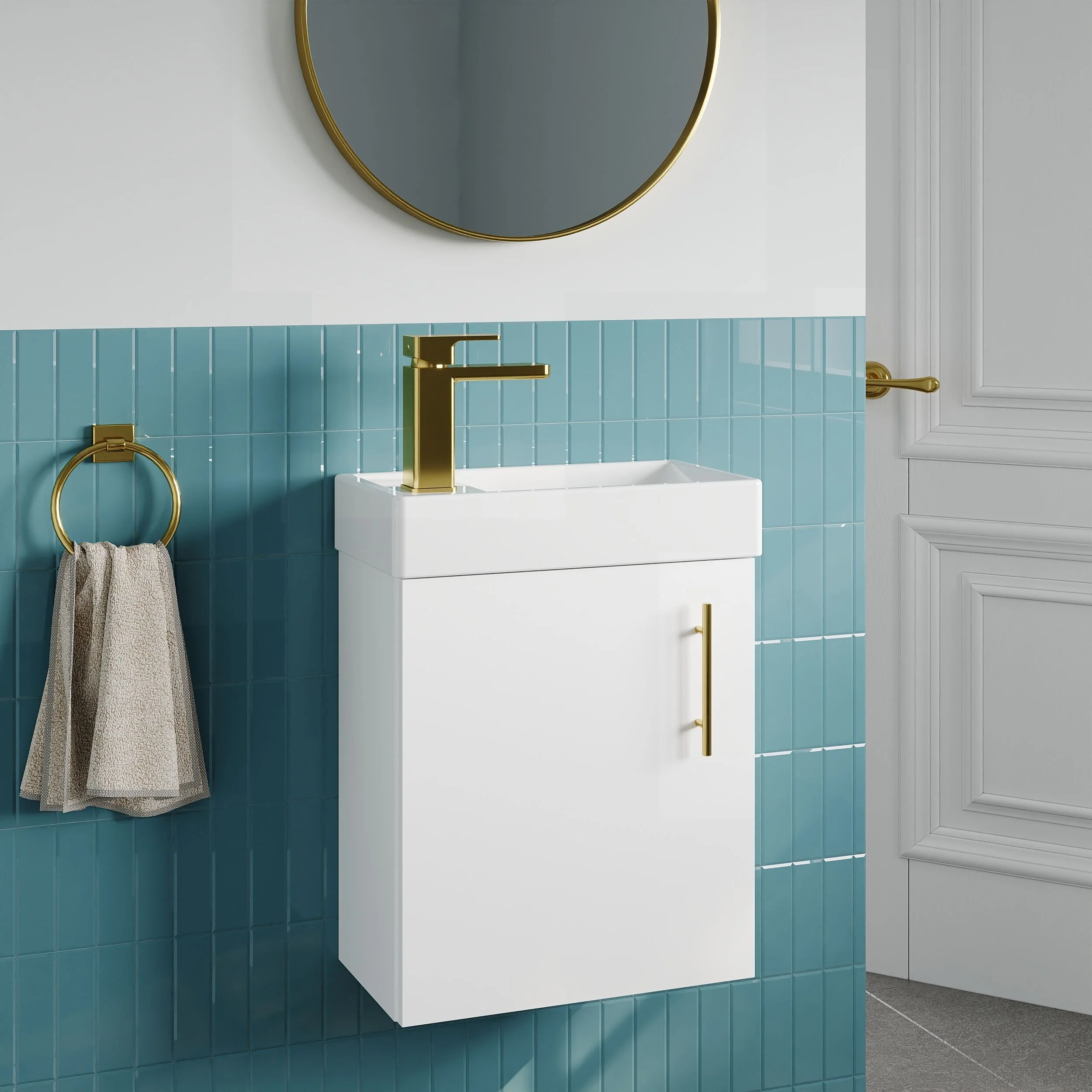 Freehay Compact Cloakroom Vanity Basin Unit, 400mm - Choice of Mount Type, Colour and Handle Finish - Image 111