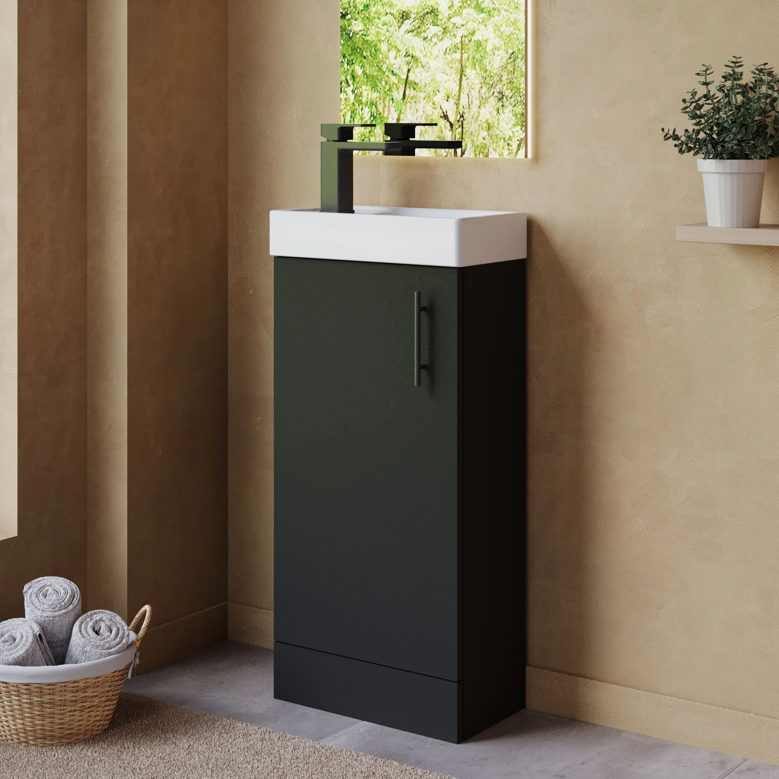 Freehay Compact Cloakroom Vanity Basin Unit, 400mm - Choice of Mount Type, Colour and Handle Finish - Image 112