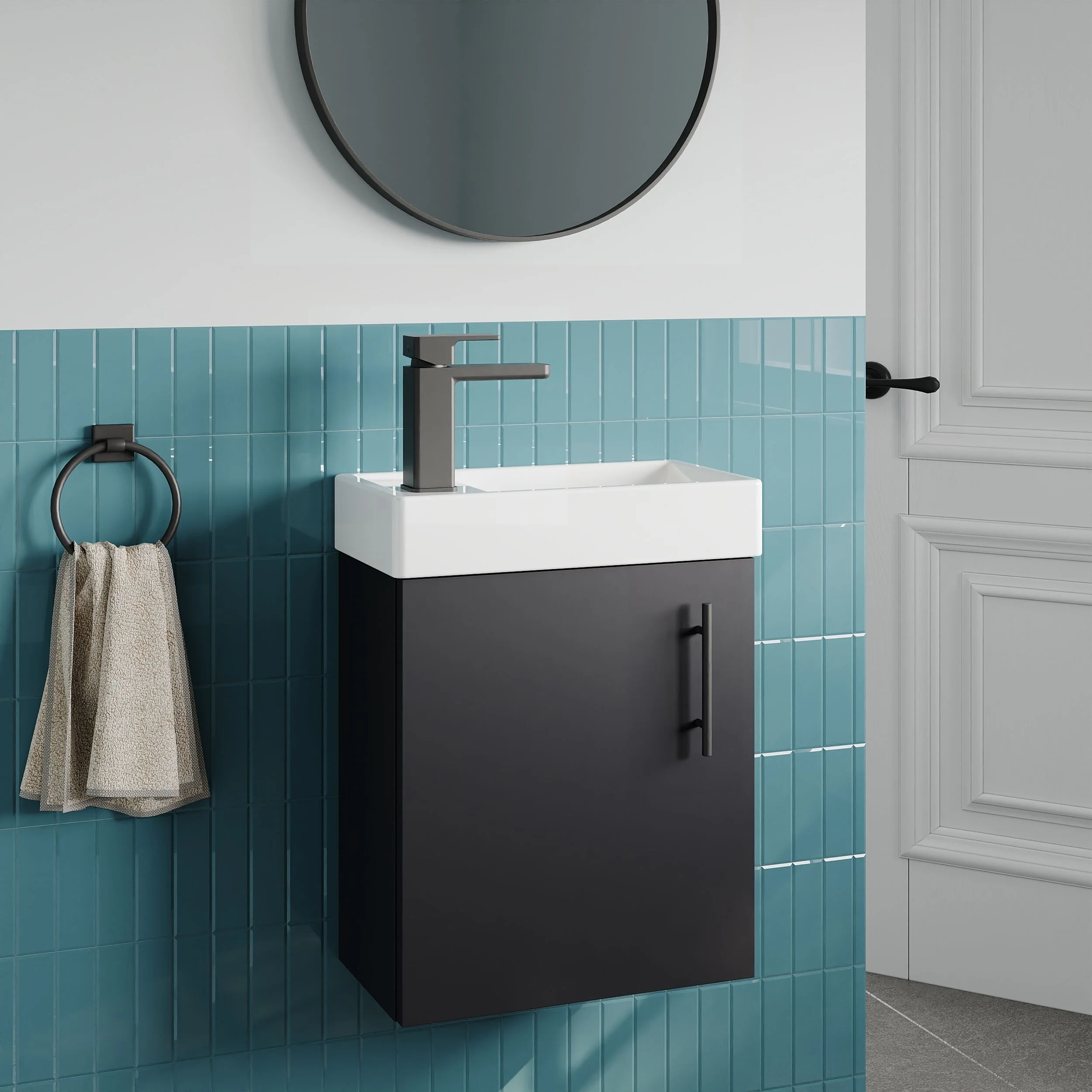 Freehay Compact Cloakroom Vanity Basin Unit, 400mm - Choice of Mount Type, Colour and Handle Finish - Image 114