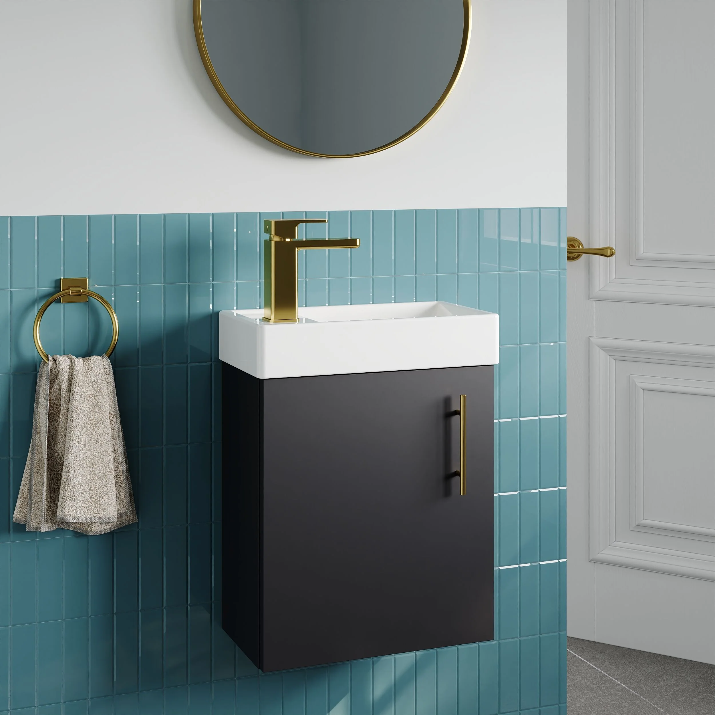 Freehay Compact Cloakroom Vanity Basin Unit, 400mm - Choice of Mount Type, Colour and Handle Finish - Image 115
