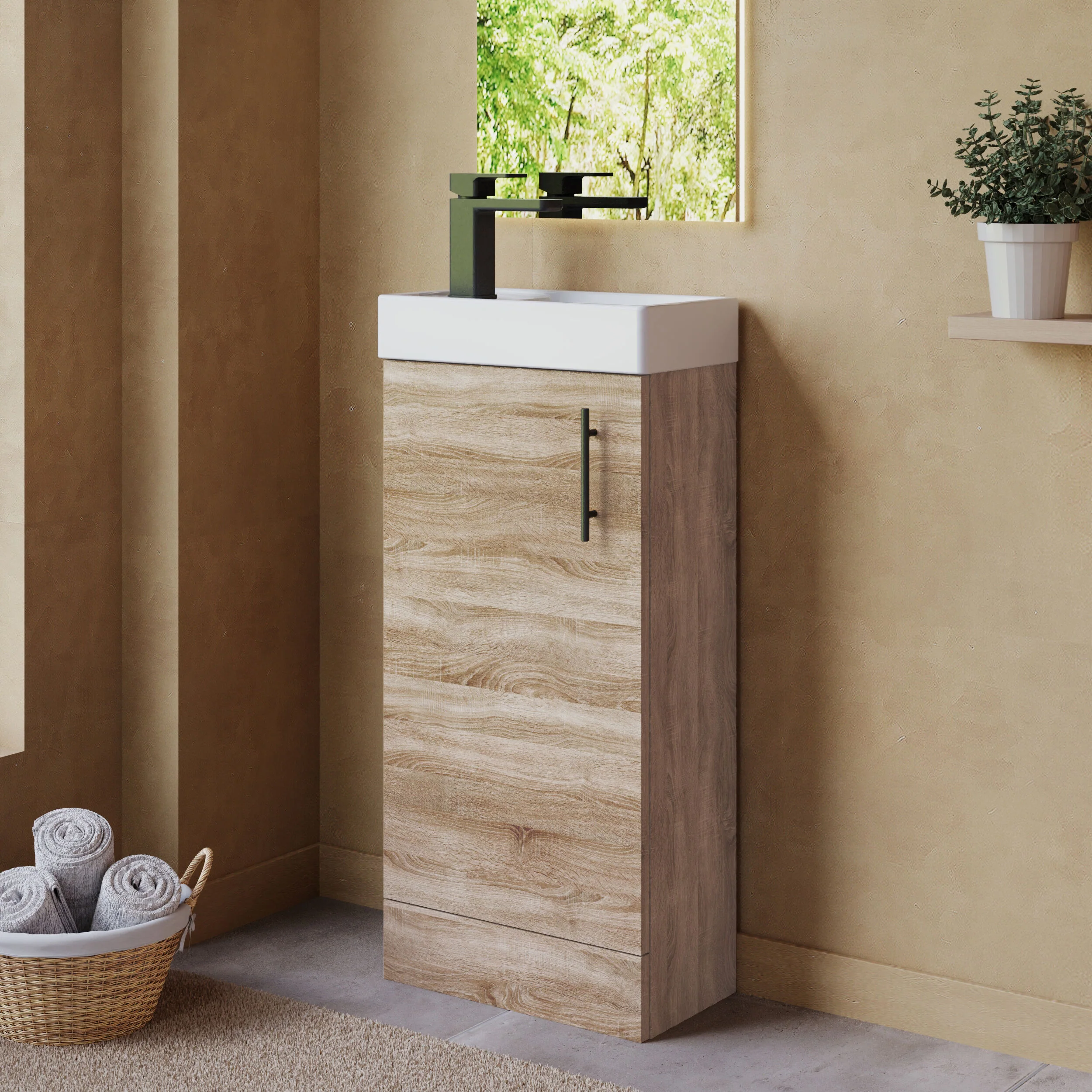 Freehay Compact Cloakroom Vanity Basin Unit, 400mm - Choice of Mount Type, Colour and Handle Finish - Image 116
