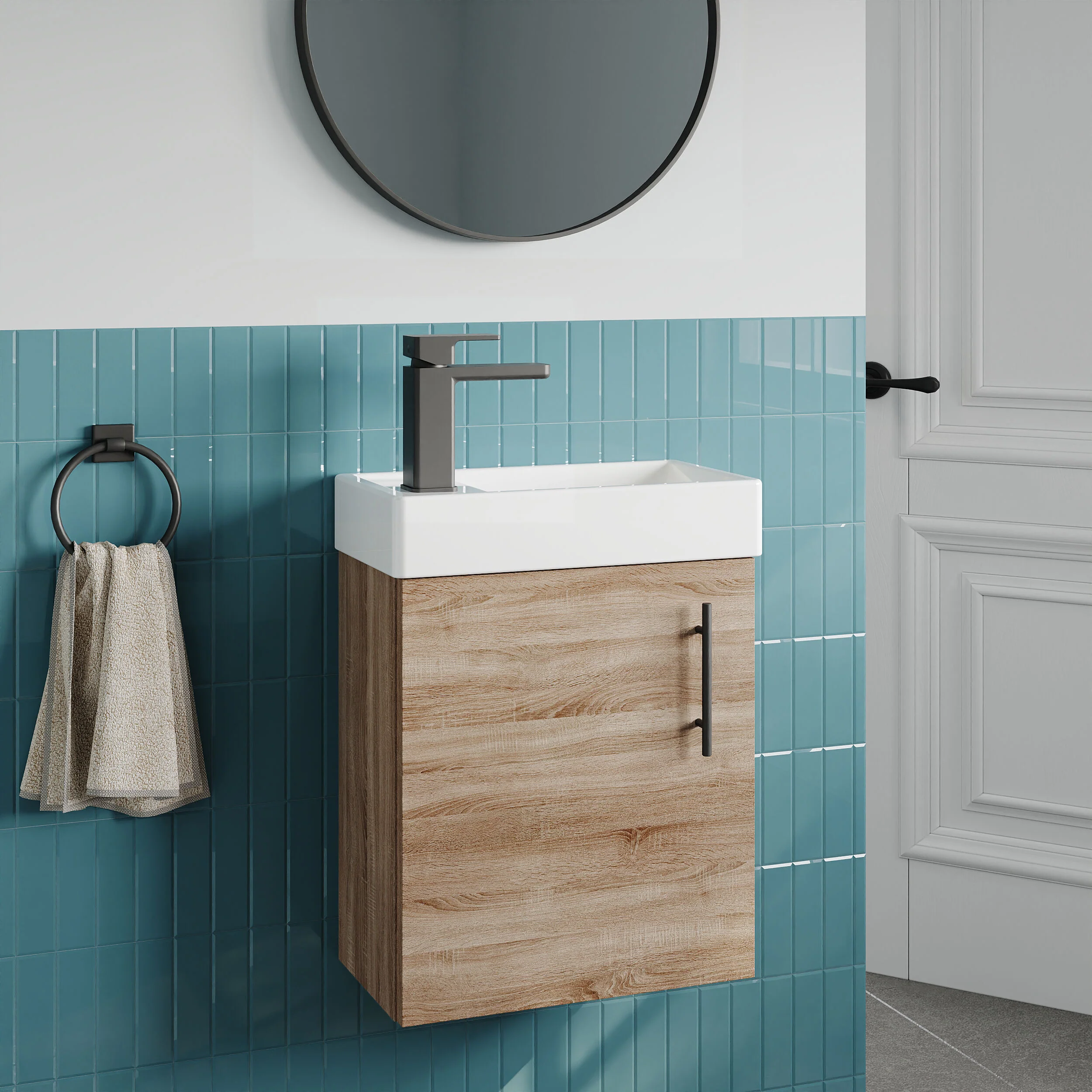 Freehay Compact Cloakroom Vanity Basin Unit, 400mm - Choice of Mount Type, Colour and Handle Finish - Image 118