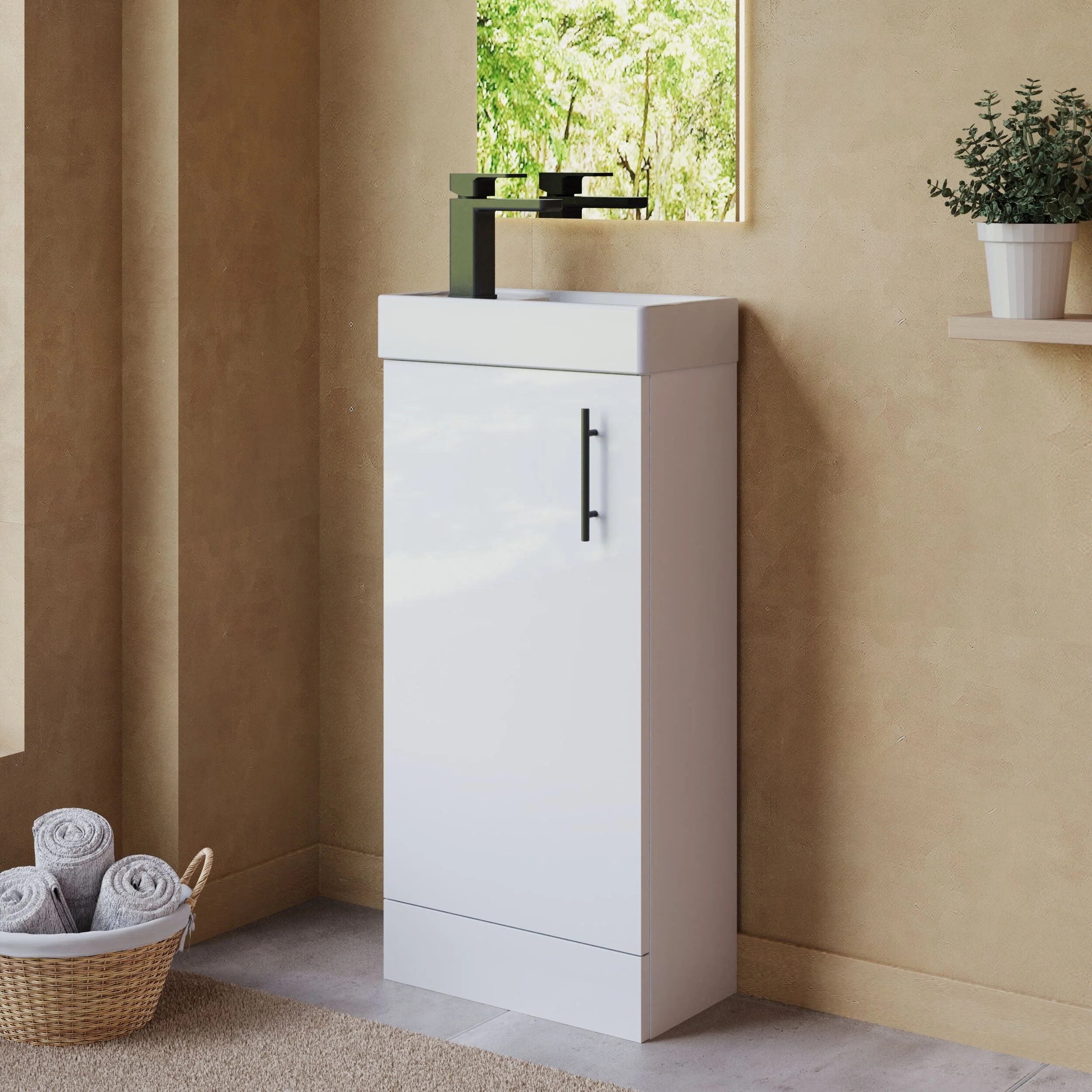 Freehay Compact Cloakroom Vanity Basin Unit, 400mm - Choice of Mount Type, Colour and Handle Finish - Image 120