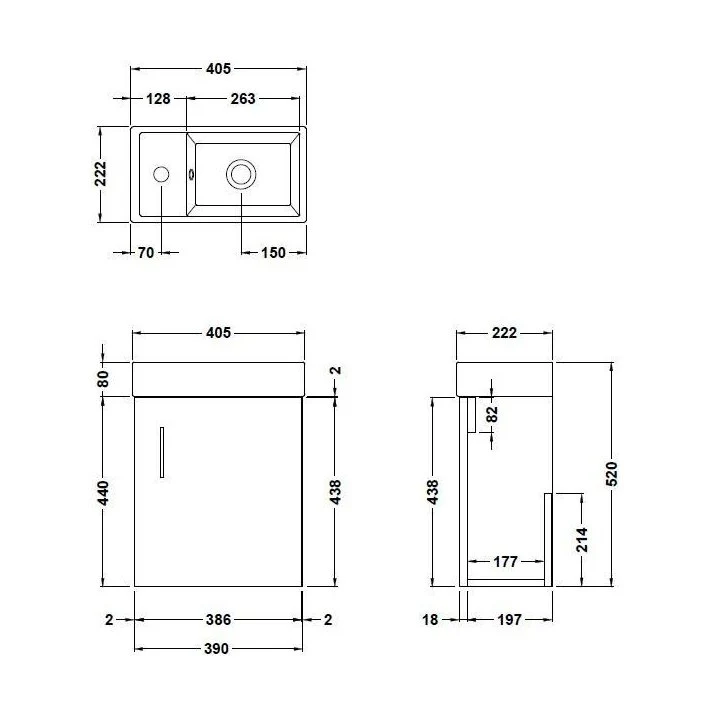 Freehay Compact Cloakroom Vanity Basin Unit, 400mm - Choice of Mount Type, Colour and Handle Finish - Image 158