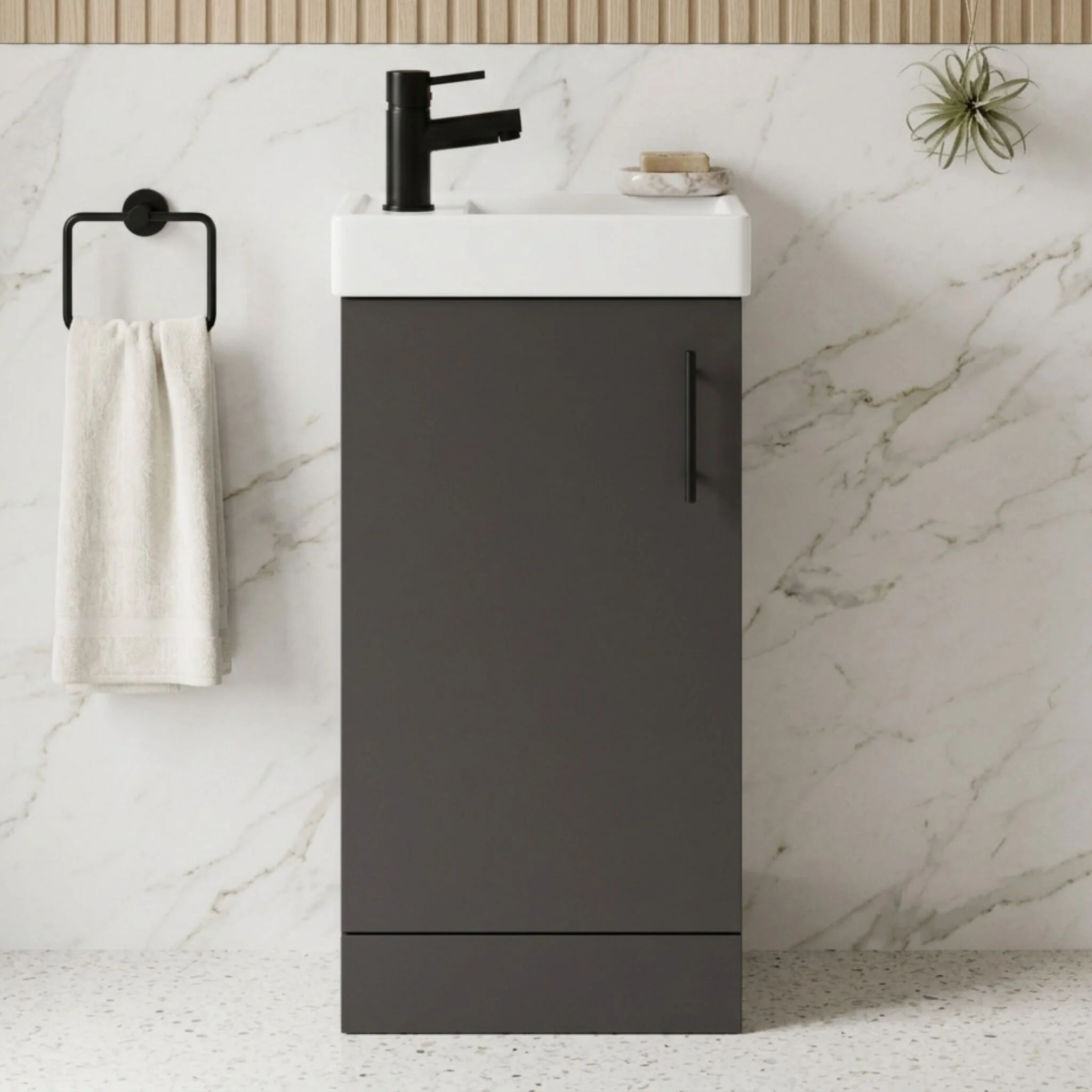 Freehay Compact Cloakroom Vanity Basin Unit, 400mm - Choice of Mount Type, Colour and Handle Finish - Image 21