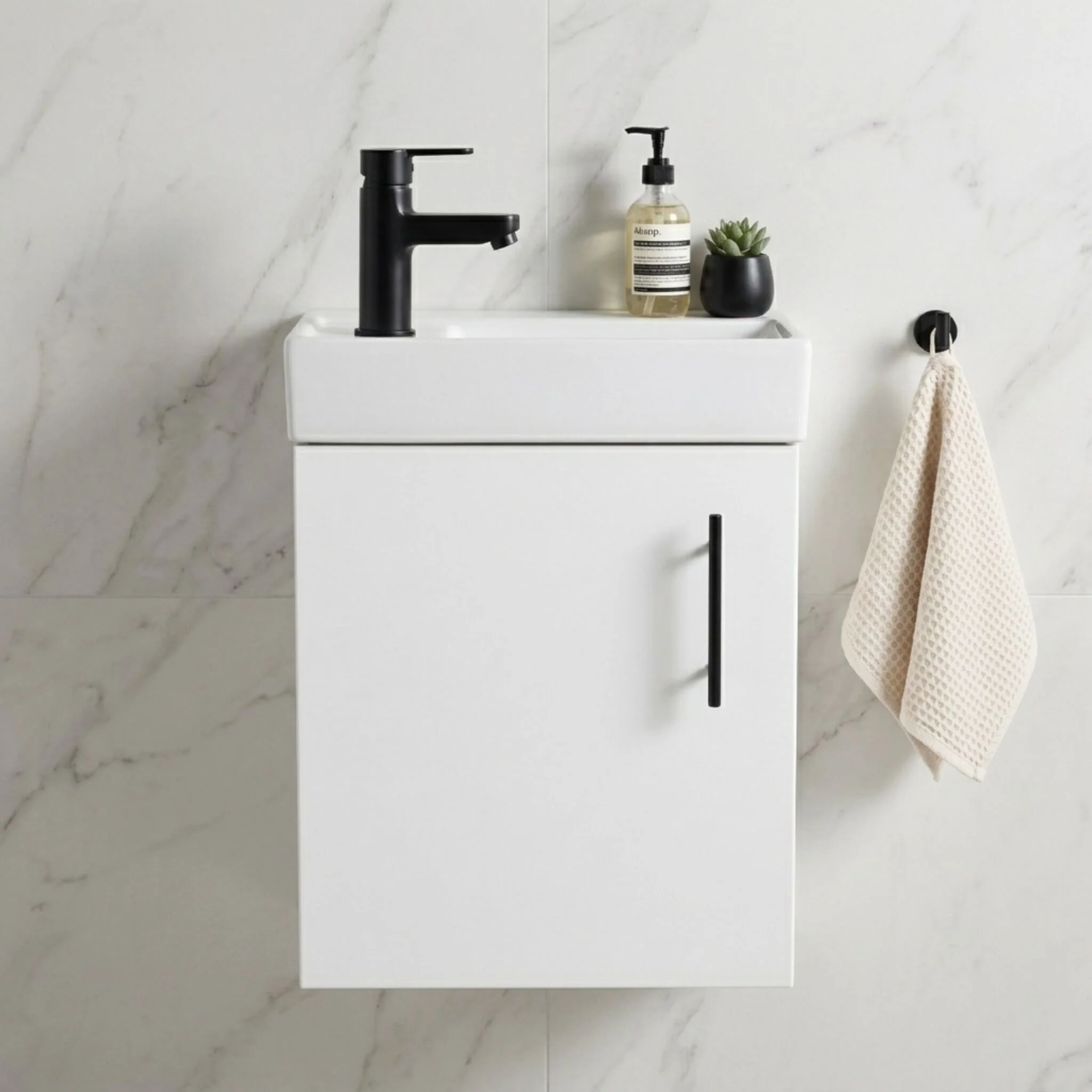 Freehay Compact Cloakroom Vanity Basin Unit, 400mm - Choice of Mount Type, Colour and Handle Finish - Image 23