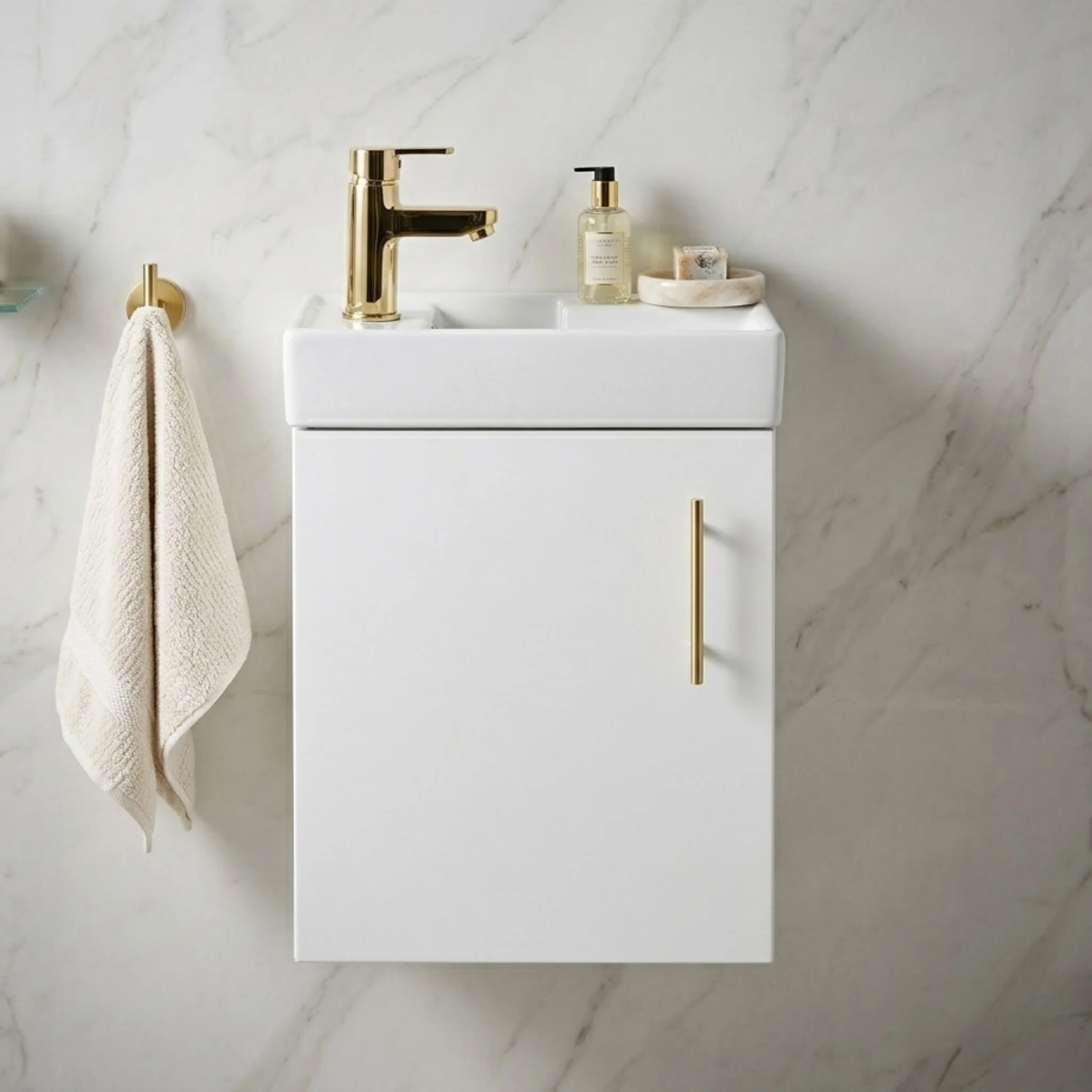 Freehay Compact Cloakroom Vanity Basin Unit, 400mm - Choice of Mount Type, Colour and Handle Finish - Image 24