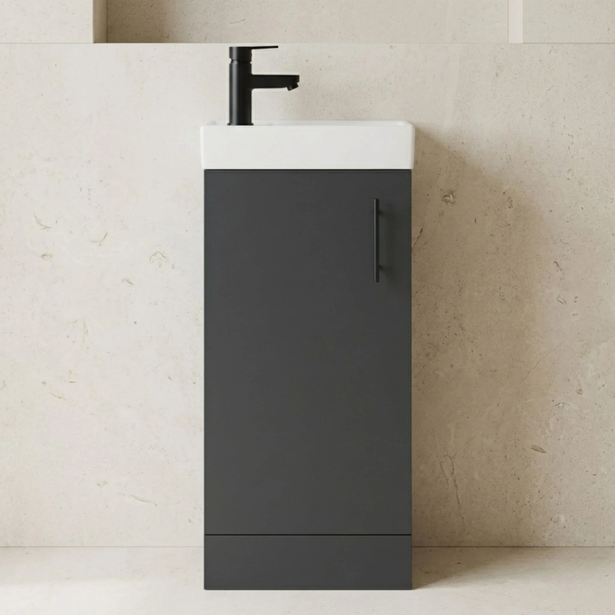Freehay Compact Cloakroom Vanity Basin Unit, 400mm - Choice of Mount Type, Colour and Handle Finish - Image 25