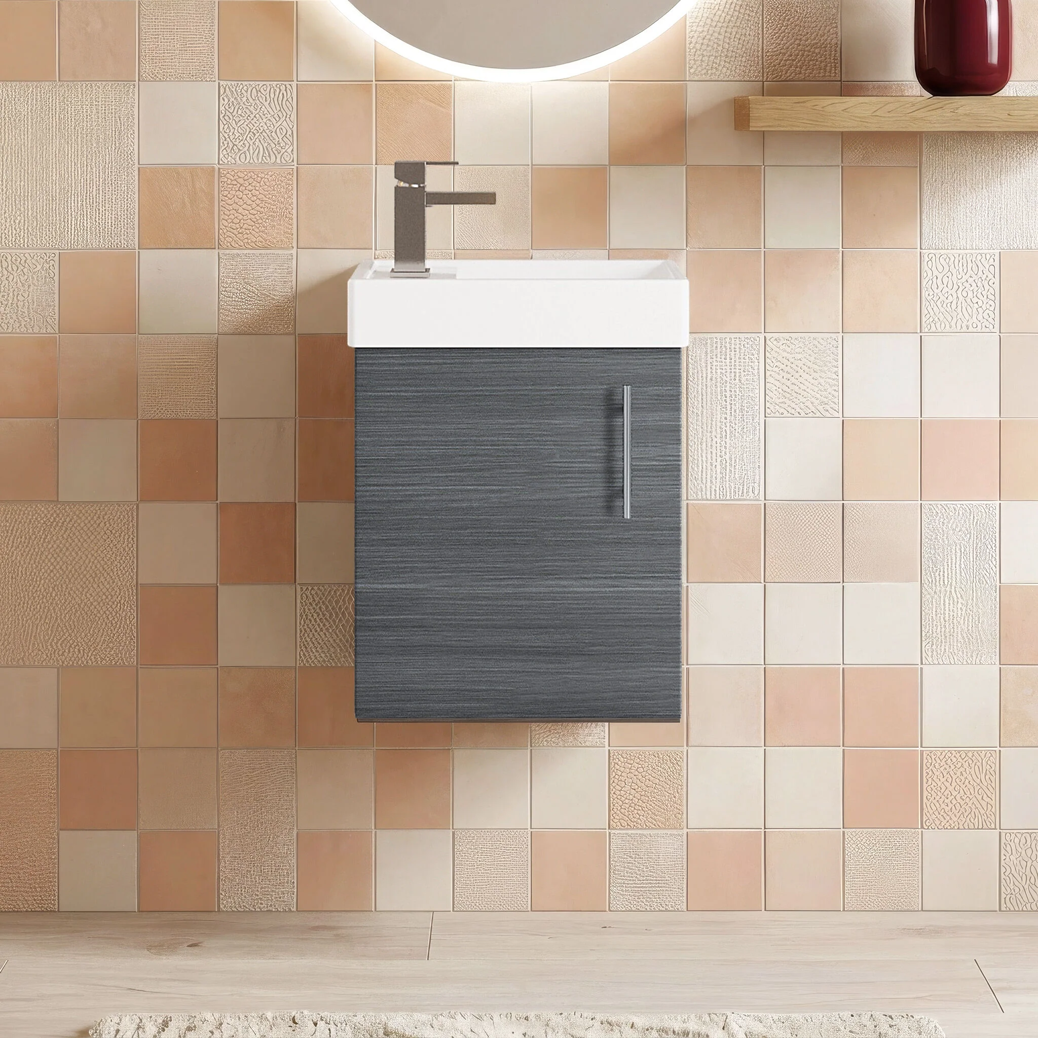 Freehay Compact Cloakroom Vanity Basin Unit, 400mm - Choice of Mount Type, Colour and Handle Finish - Image 3
