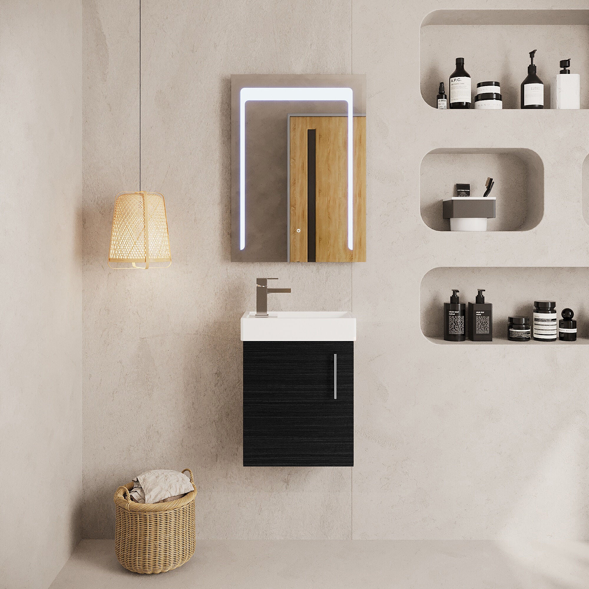 Freehay Compact Cloakroom Vanity Basin Unit, 400mm - Choice of Mount Type, Colour and Handle Finish - Image 35