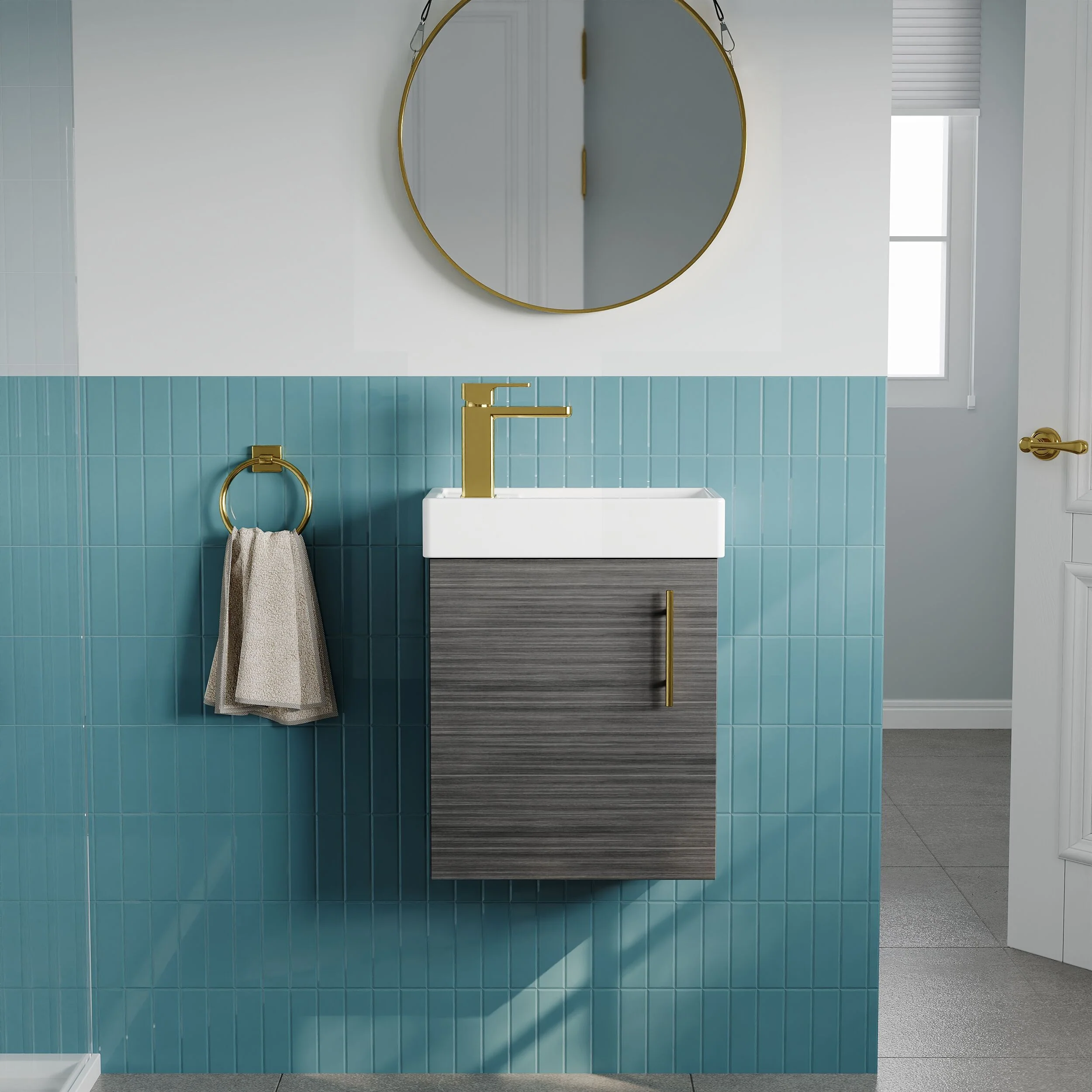 Freehay Compact Cloakroom Vanity Basin Unit, 400mm - Choice of Mount Type, Colour and Handle Finish - Image 43