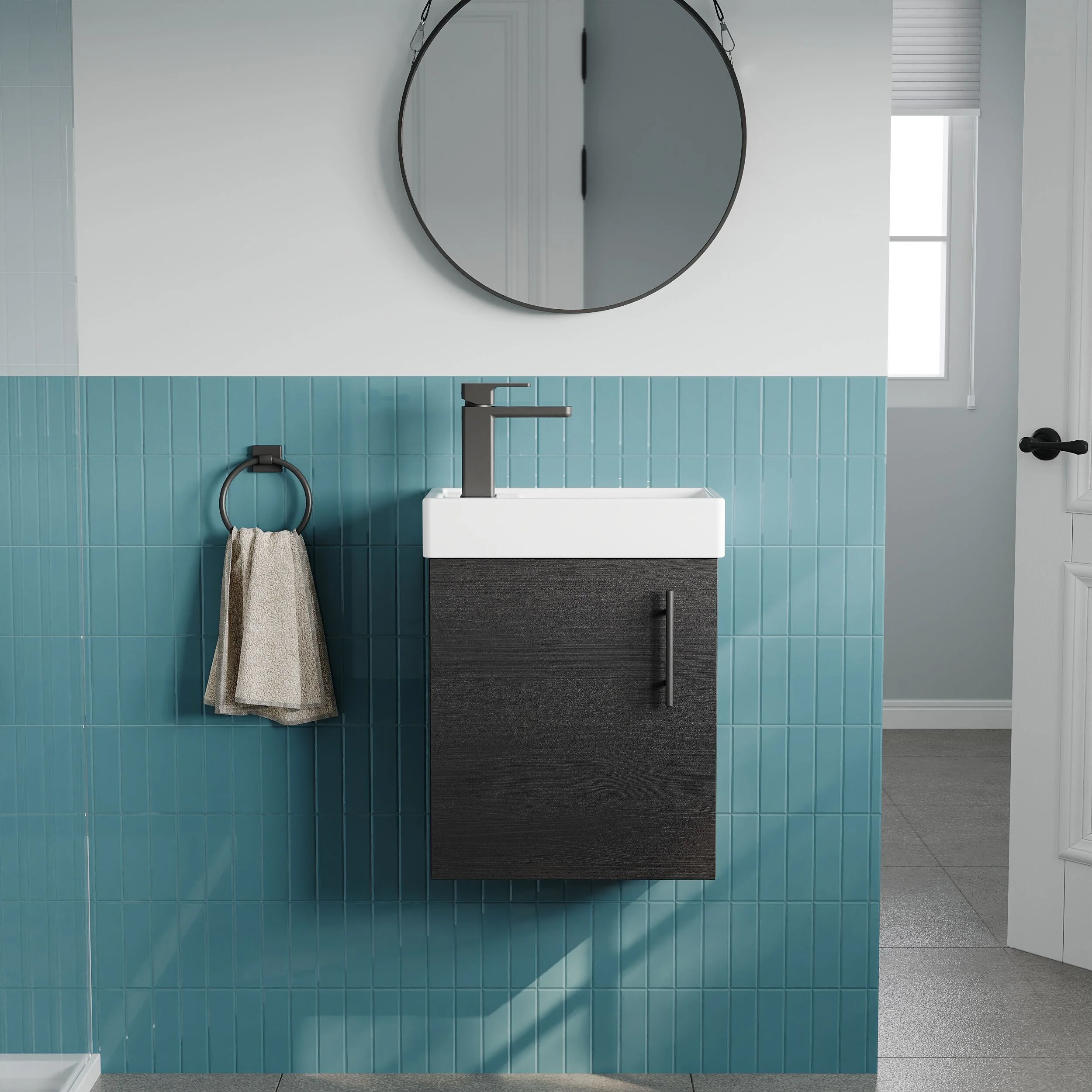 Freehay Compact Cloakroom Vanity Basin Unit, 400mm - Choice of Mount Type, Colour and Handle Finish - Image 44