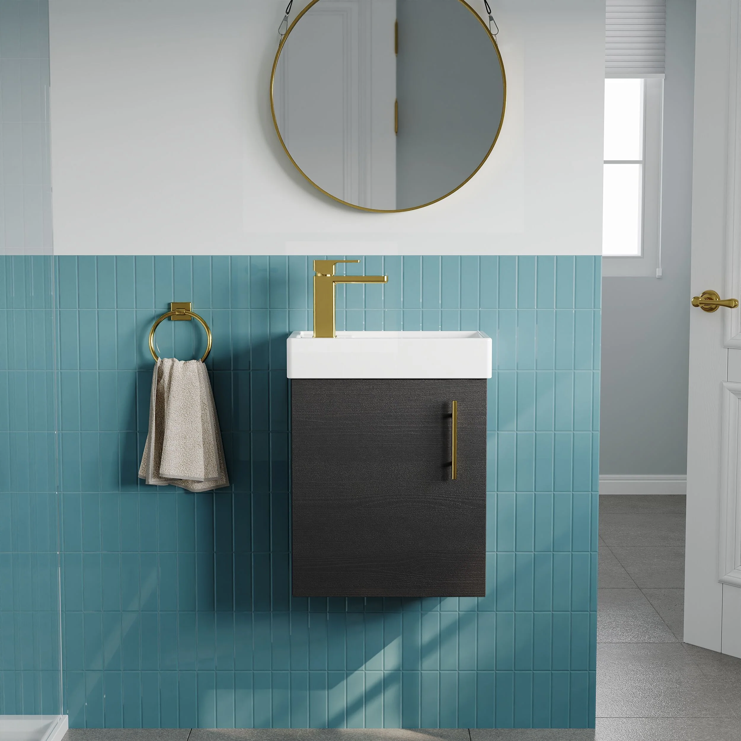 Freehay Compact Cloakroom Vanity Basin Unit, 400mm - Choice of Mount Type, Colour and Handle Finish - Image 45