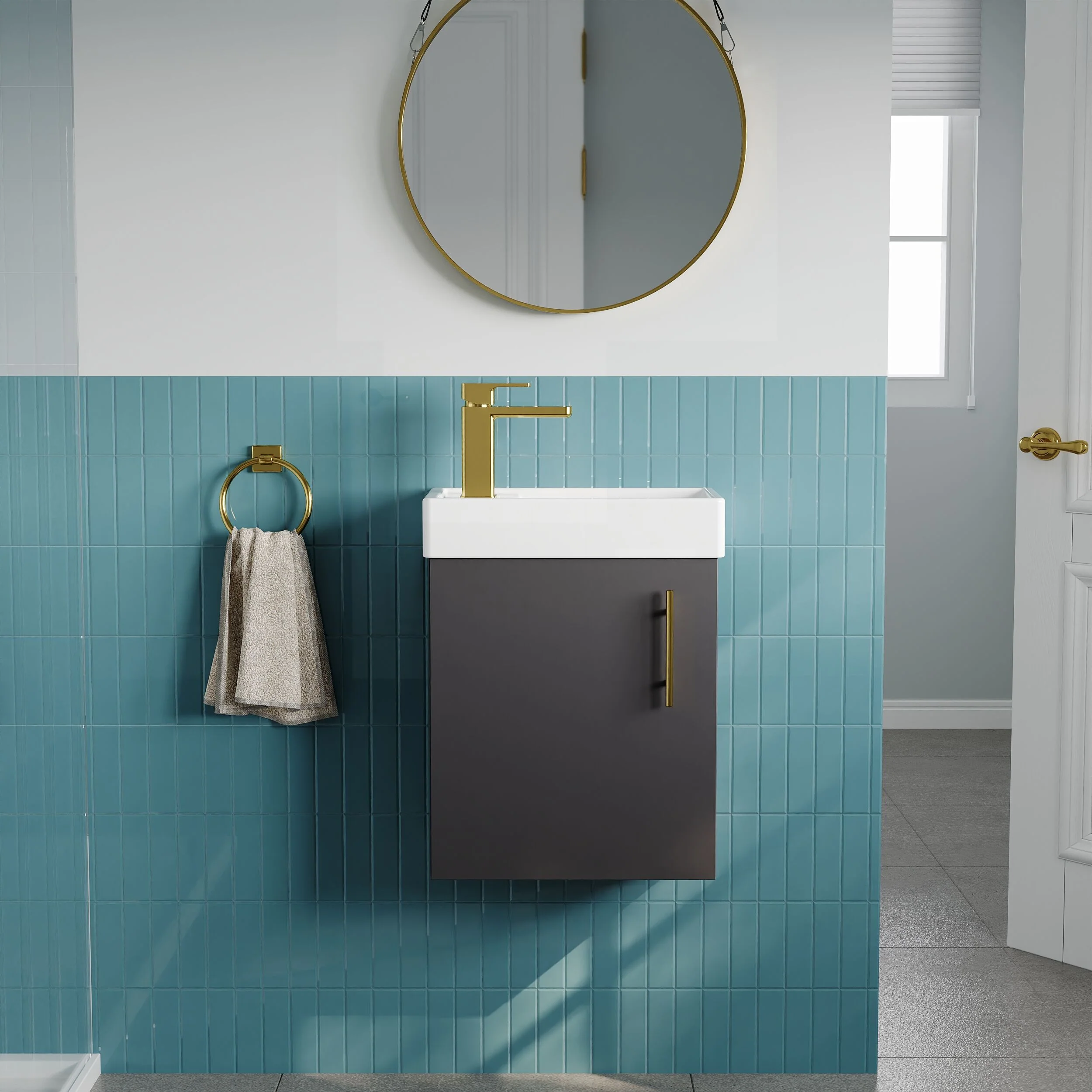 Freehay Compact Cloakroom Vanity Basin Unit, 400mm - Choice of Mount Type, Colour and Handle Finish - Image 47