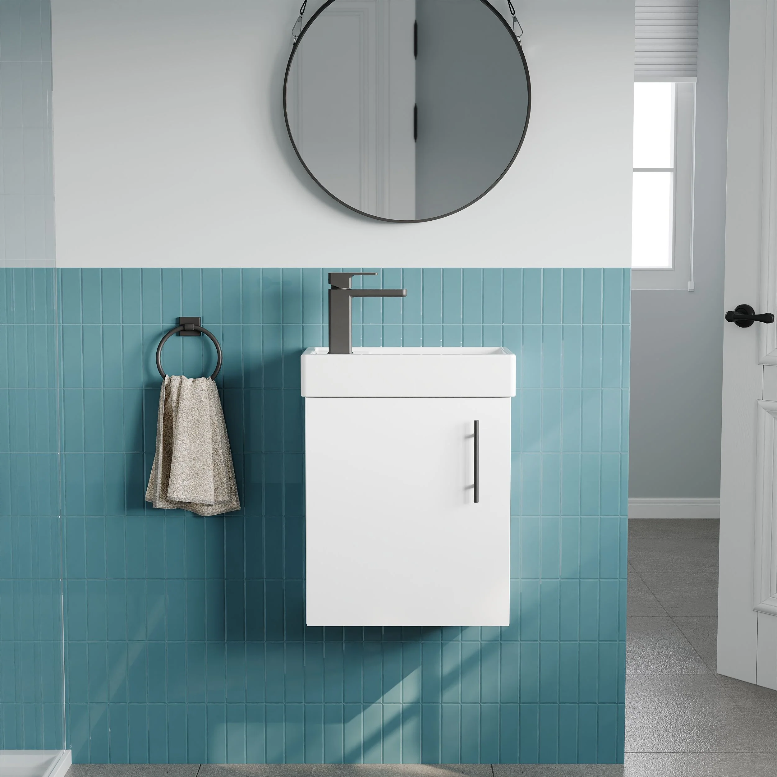Freehay Compact Cloakroom Vanity Basin Unit, 400mm - Choice of Mount Type, Colour and Handle Finish - Image 50