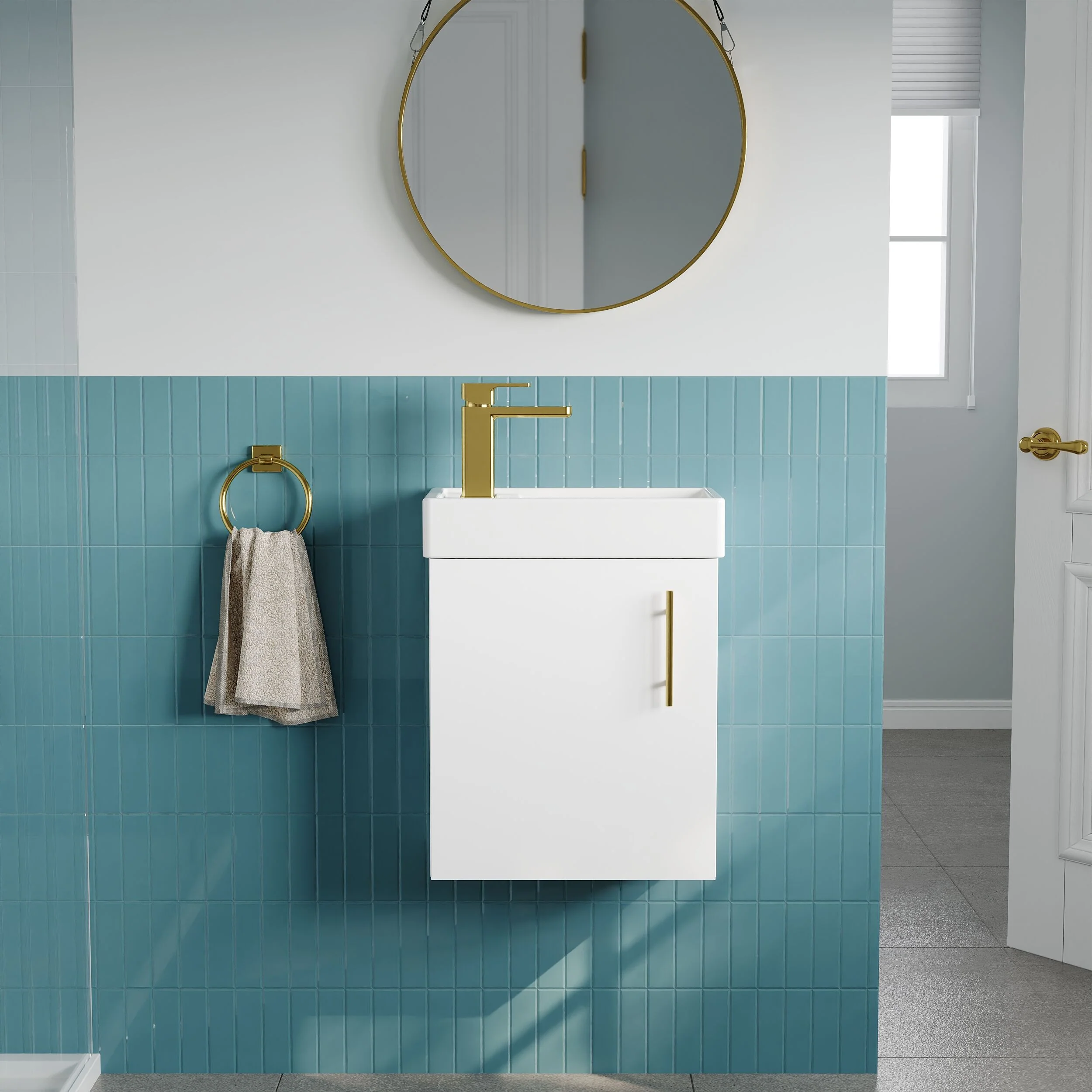 Freehay Compact Cloakroom Vanity Basin Unit, 400mm - Choice of Mount Type, Colour and Handle Finish - Image 51