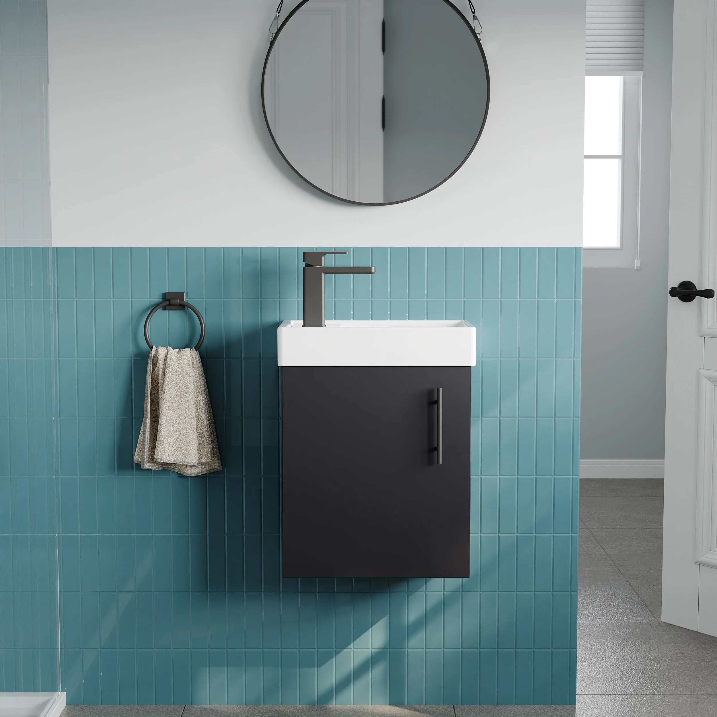Freehay Compact Cloakroom Vanity Basin Unit, 400mm - Choice of Mount Type, Colour and Handle Finish - Image 54