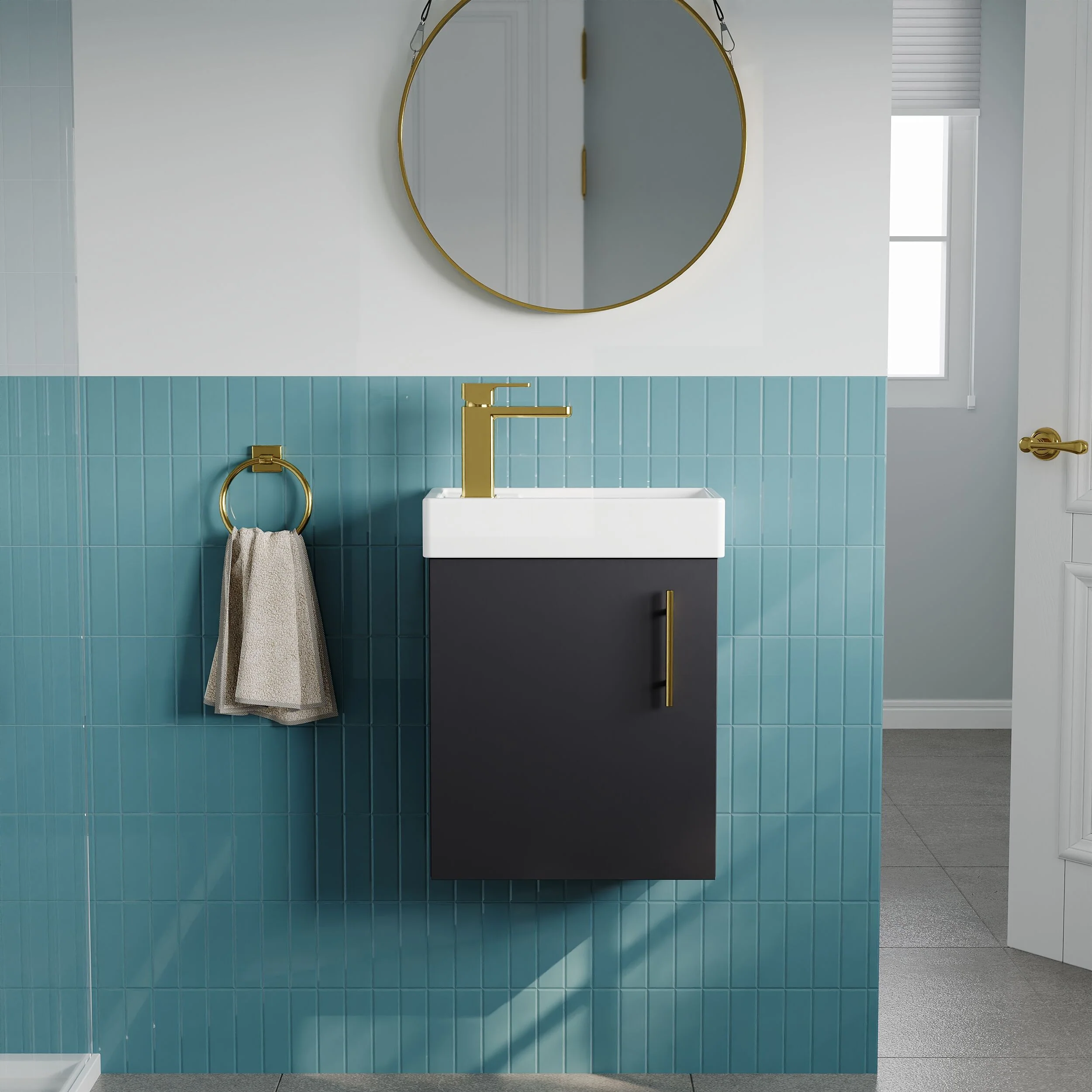 Freehay Compact Cloakroom Vanity Basin Unit, 400mm - Choice of Mount Type, Colour and Handle Finish - Image 55