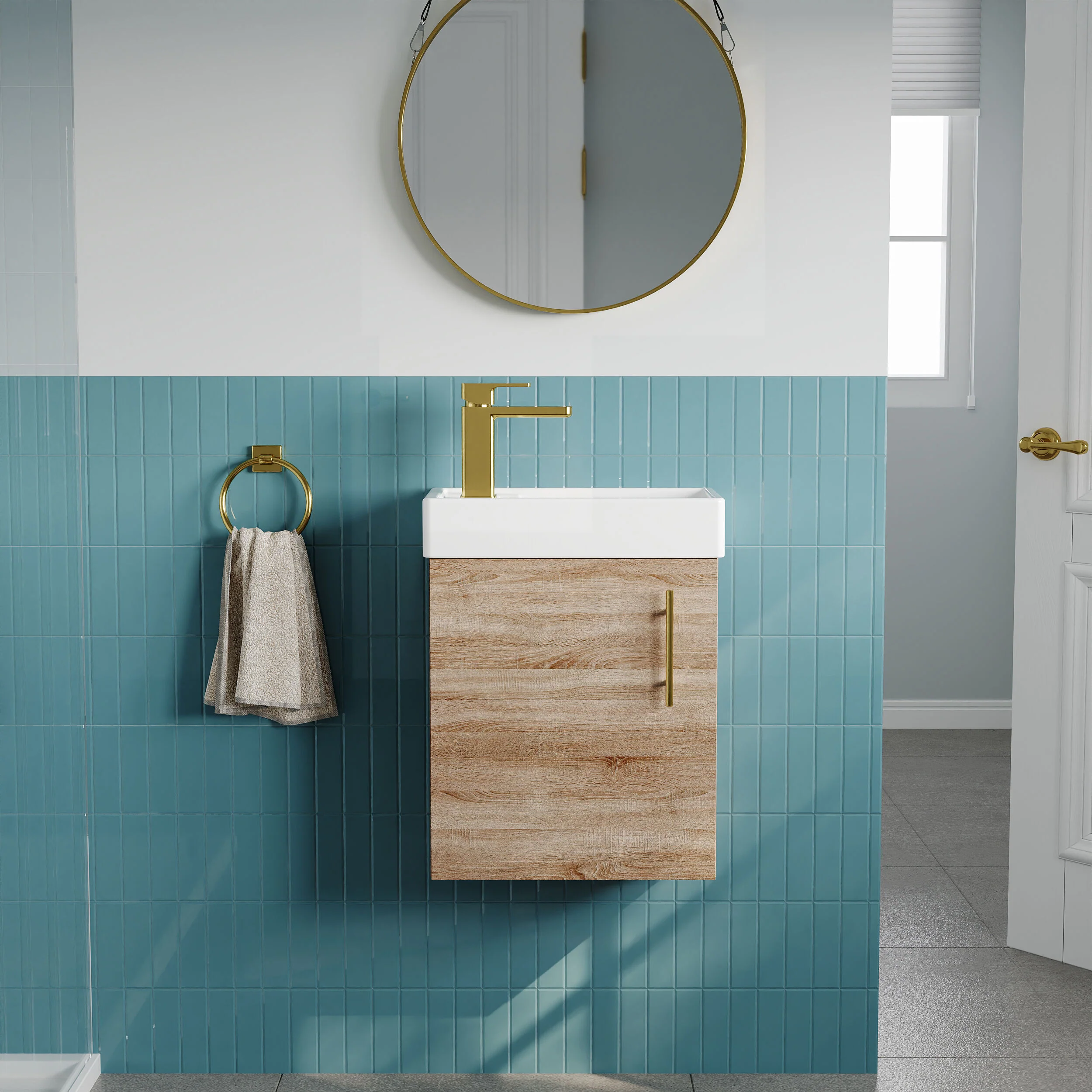 Freehay Compact Cloakroom Vanity Basin Unit, 400mm - Choice of Mount Type, Colour and Handle Finish - Image 59