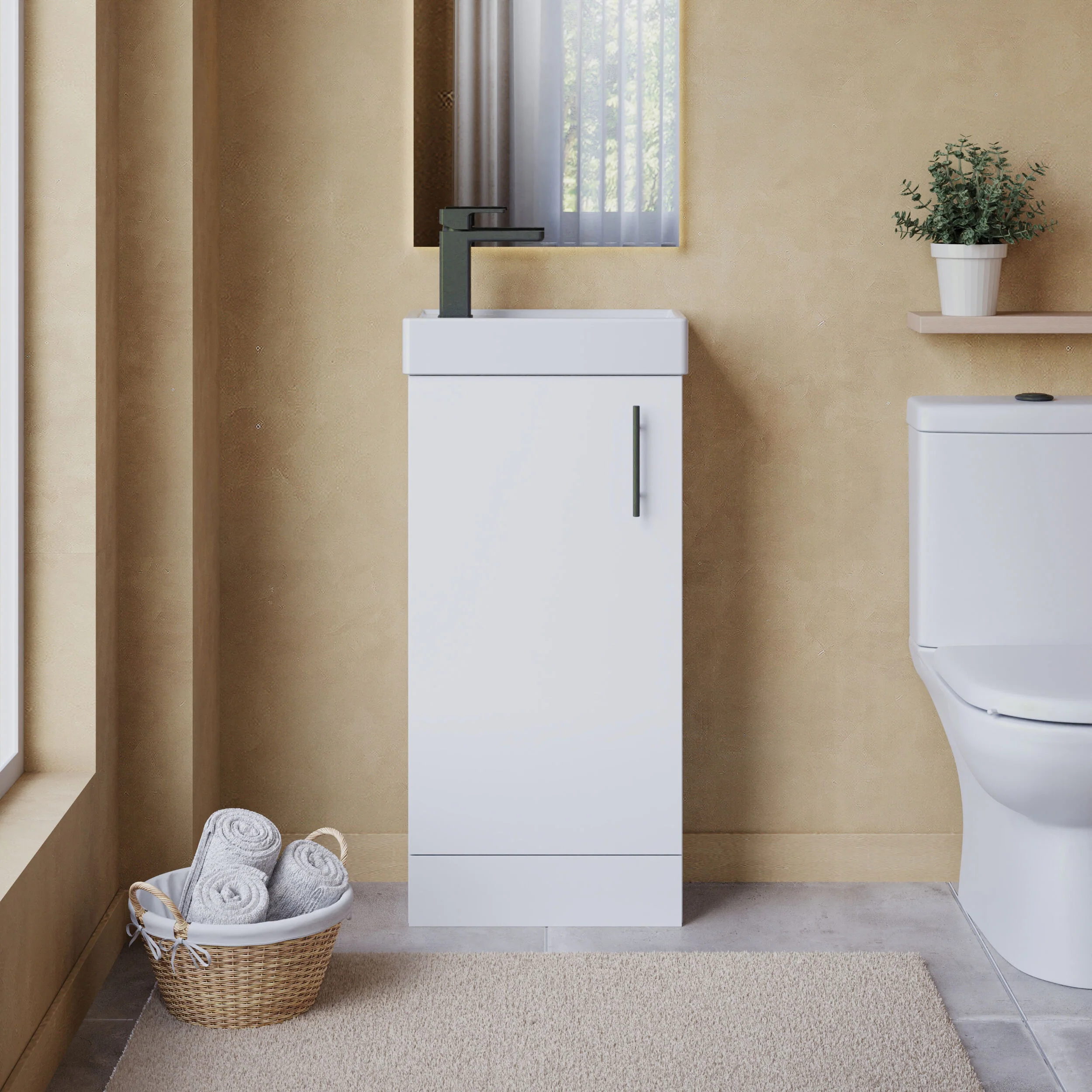 Freehay Compact Cloakroom Vanity Basin Unit, 400mm - Choice of Mount Type, Colour and Handle Finish - Image 60