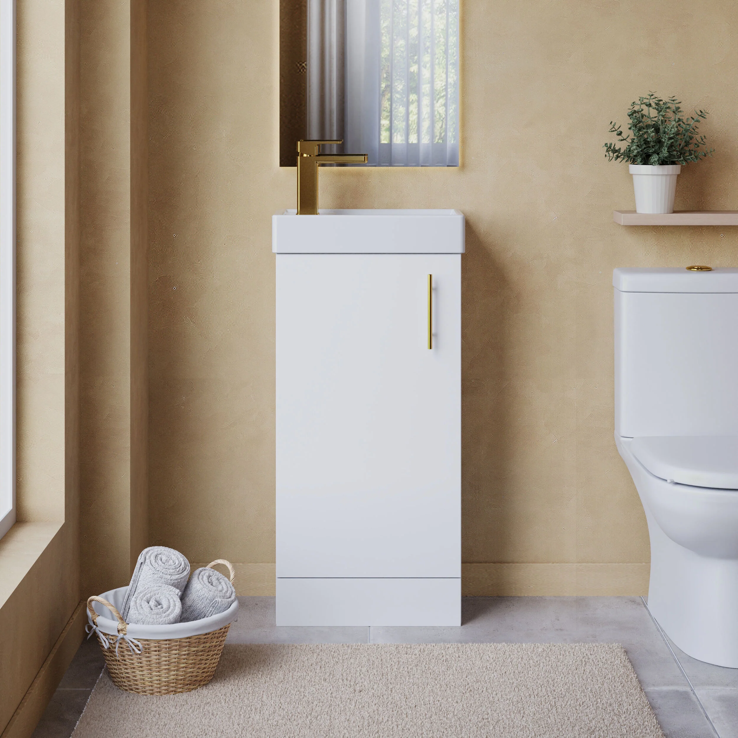 Freehay Compact Cloakroom Vanity Basin Unit, 400mm - Choice of Mount Type, Colour and Handle Finish - Image 61