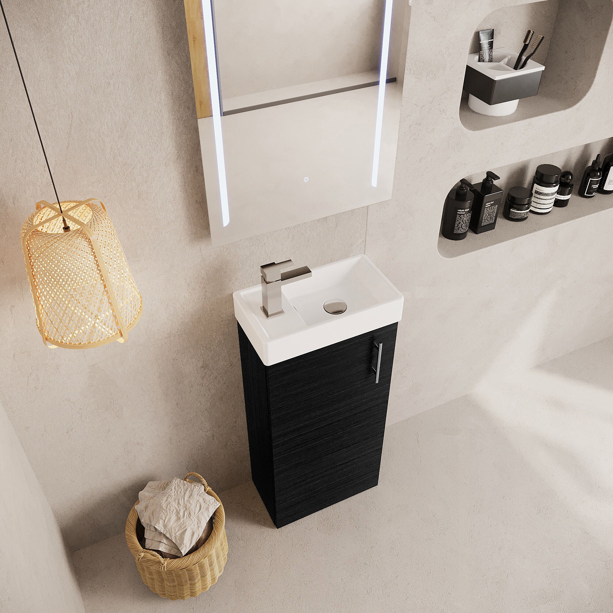 Freehay Compact Cloakroom Vanity Basin Unit, 400mm - Choice of Mount Type, Colour and Handle Finish - Image 63