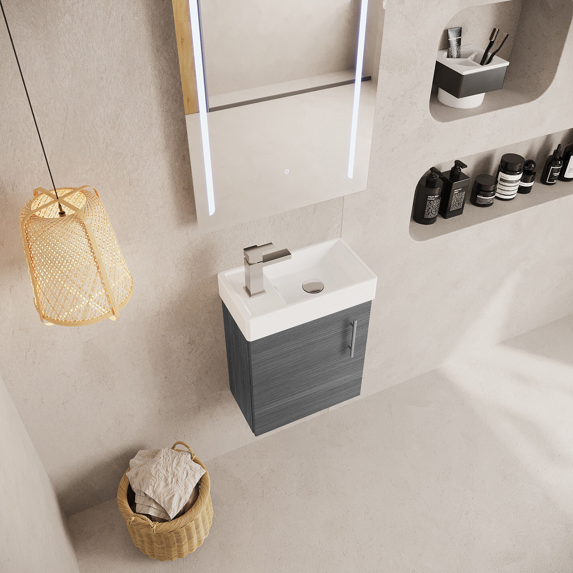 Freehay Compact Cloakroom Vanity Basin Unit, 400mm - Choice of Mount Type, Colour and Handle Finish - Image 64