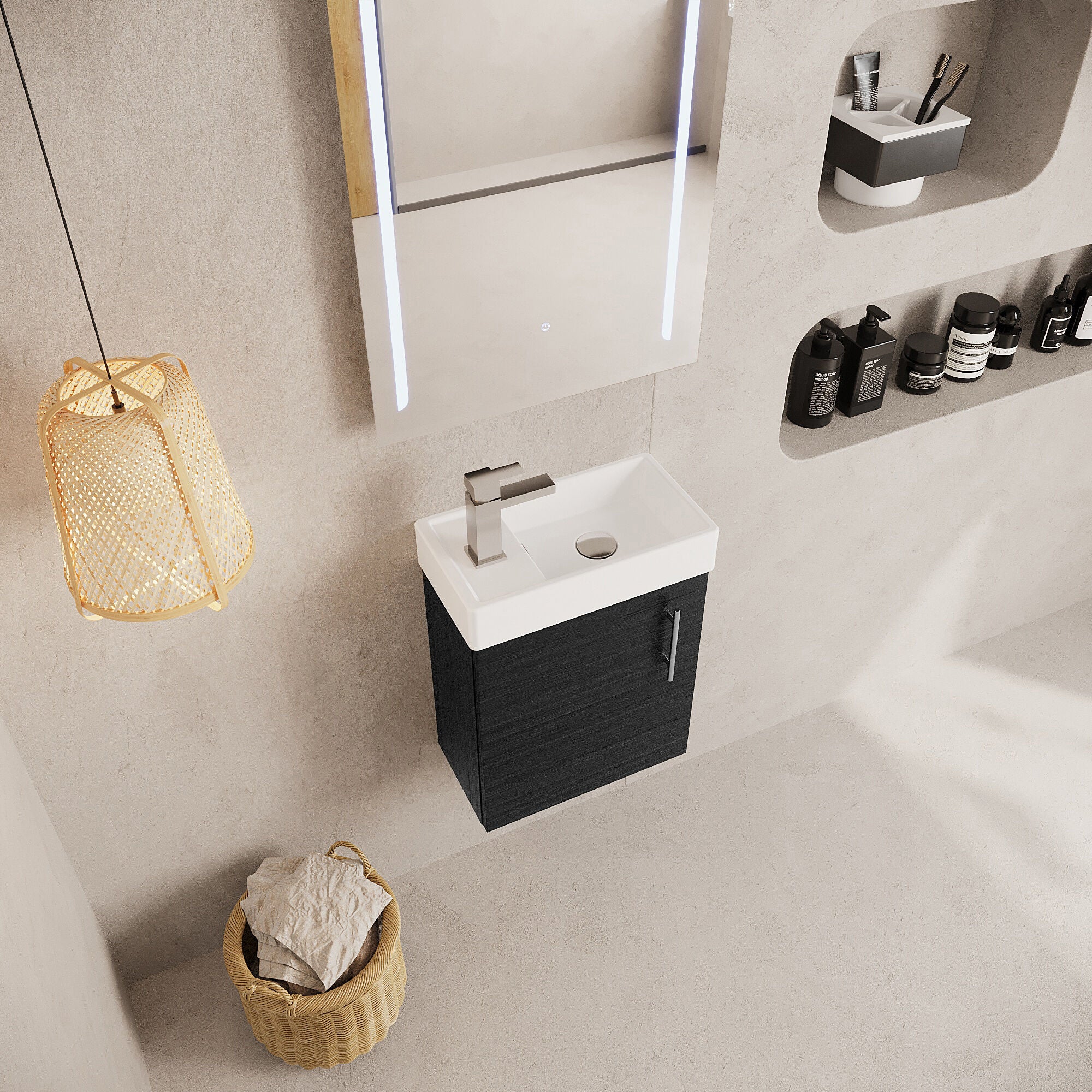 Freehay Compact Cloakroom Vanity Basin Unit, 400mm - Choice of Mount Type, Colour and Handle Finish - Image 65