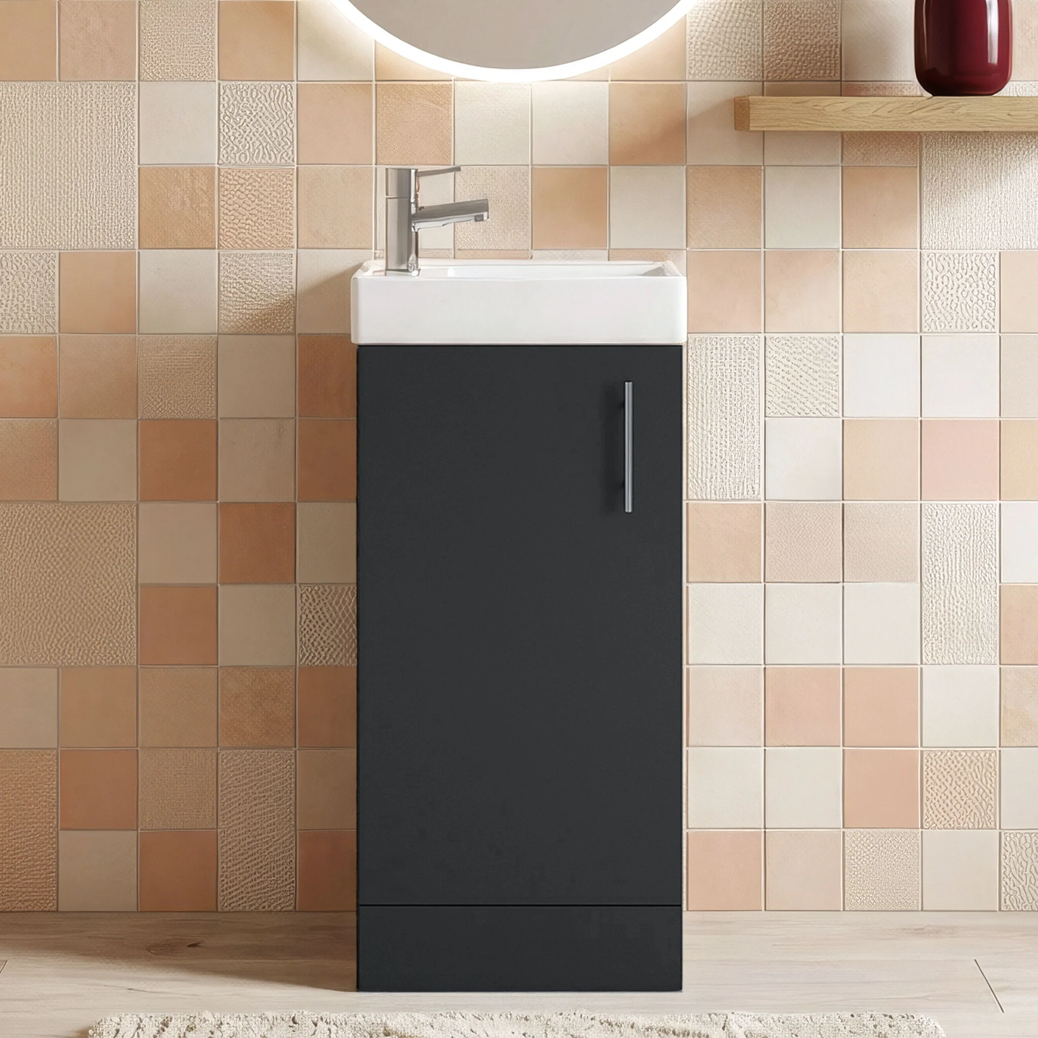 Freehay Compact Cloakroom Vanity Basin Unit, 400mm - Choice of Mount Type, Colour and Handle Finish - Image 7