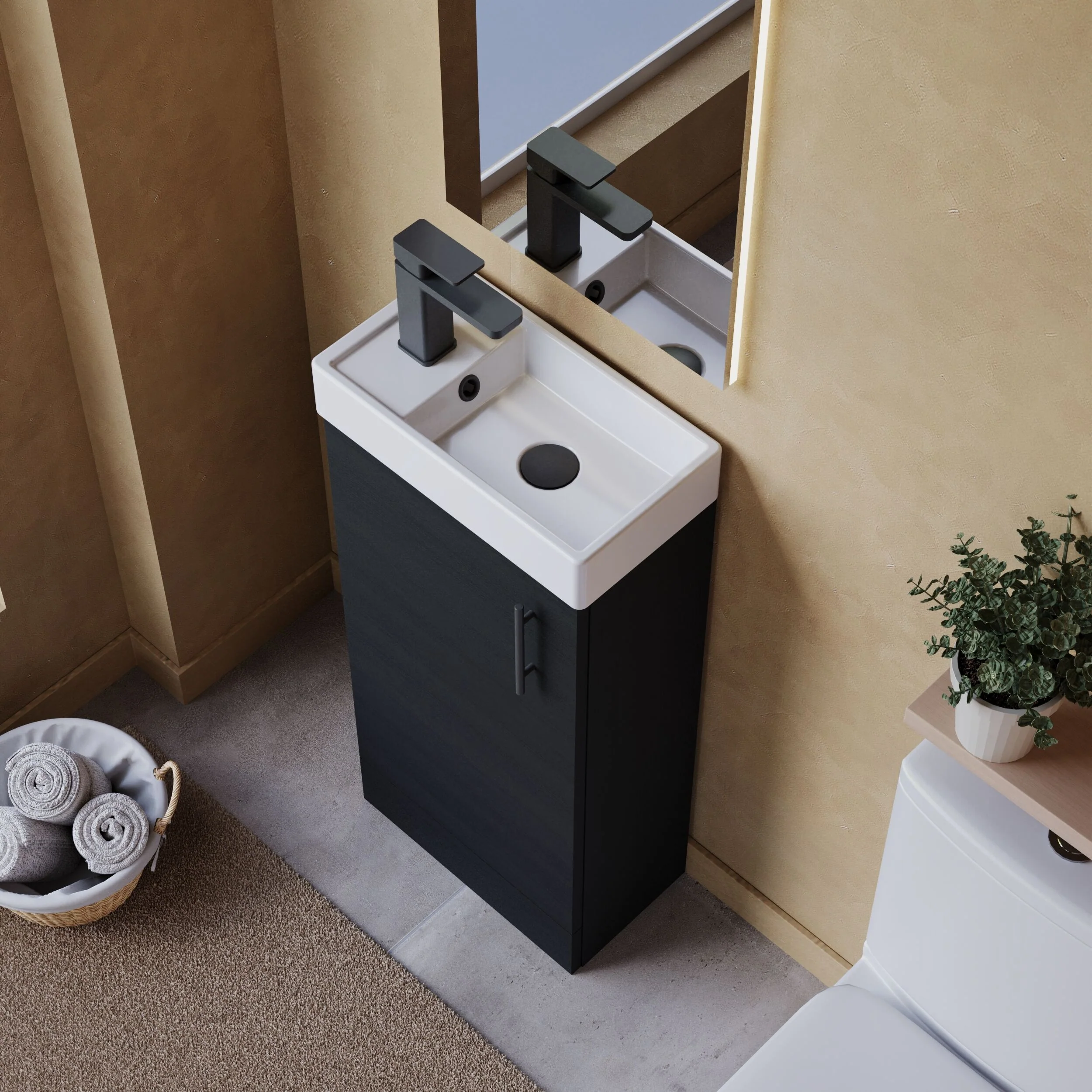 Freehay Compact Cloakroom Vanity Basin Unit, 400mm - Choice of Mount Type, Colour and Handle Finish - Image 70