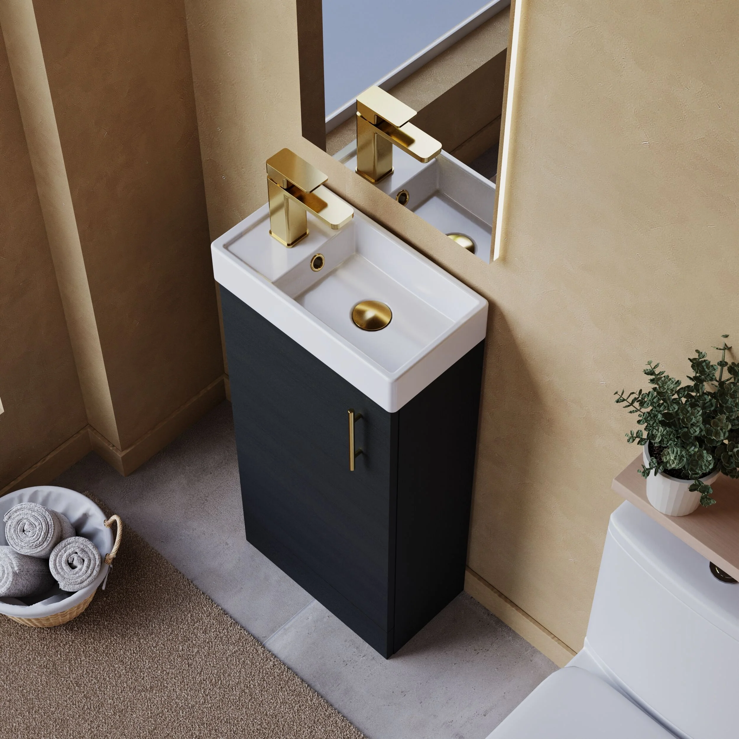 Freehay Compact Cloakroom Vanity Basin Unit, 400mm - Choice of Mount Type, Colour and Handle Finish - Image 71