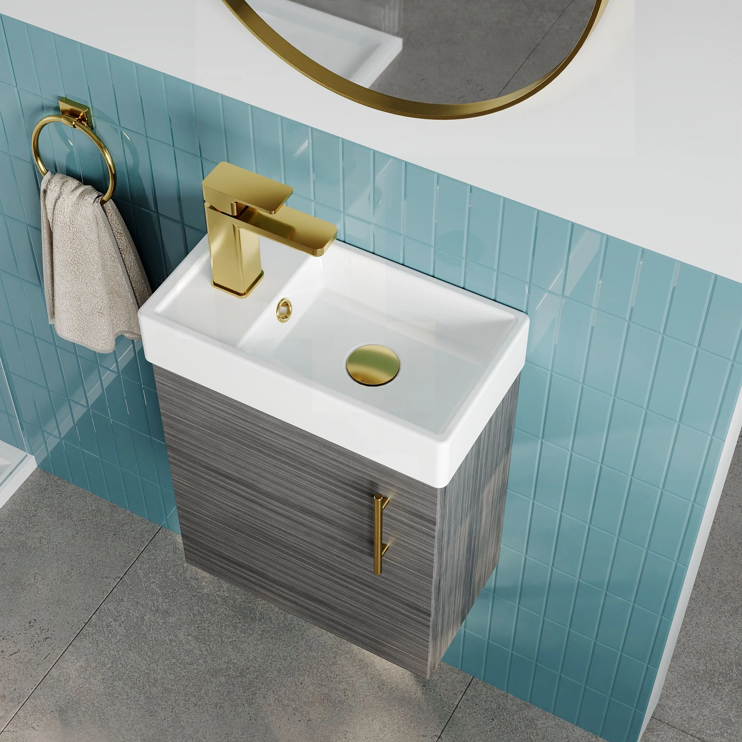 Freehay Compact Cloakroom Vanity Basin Unit, 400mm - Choice of Mount Type, Colour and Handle Finish - Image 73