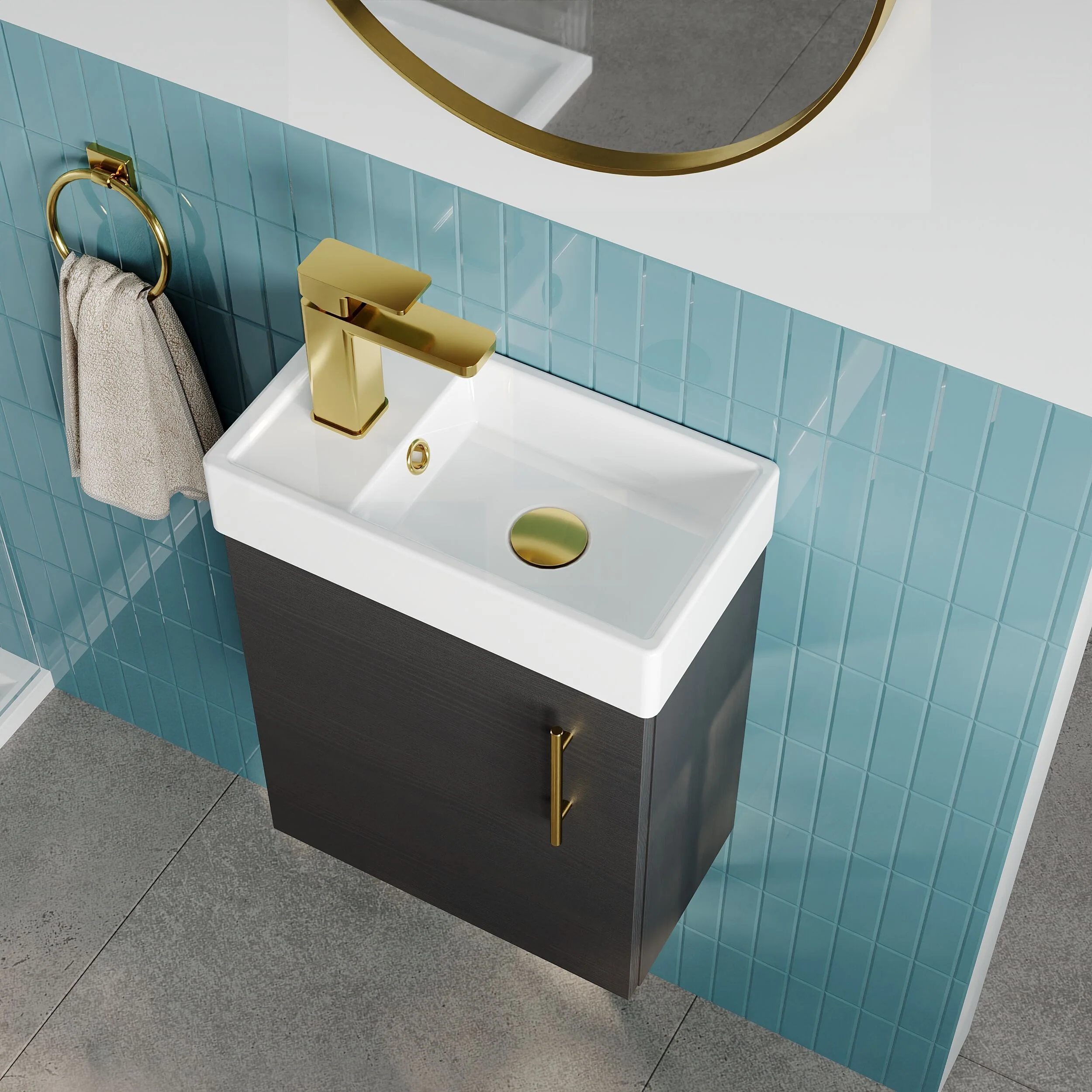 Freehay Compact Cloakroom Vanity Basin Unit, 400mm - Choice of Mount Type, Colour and Handle Finish - Image 75