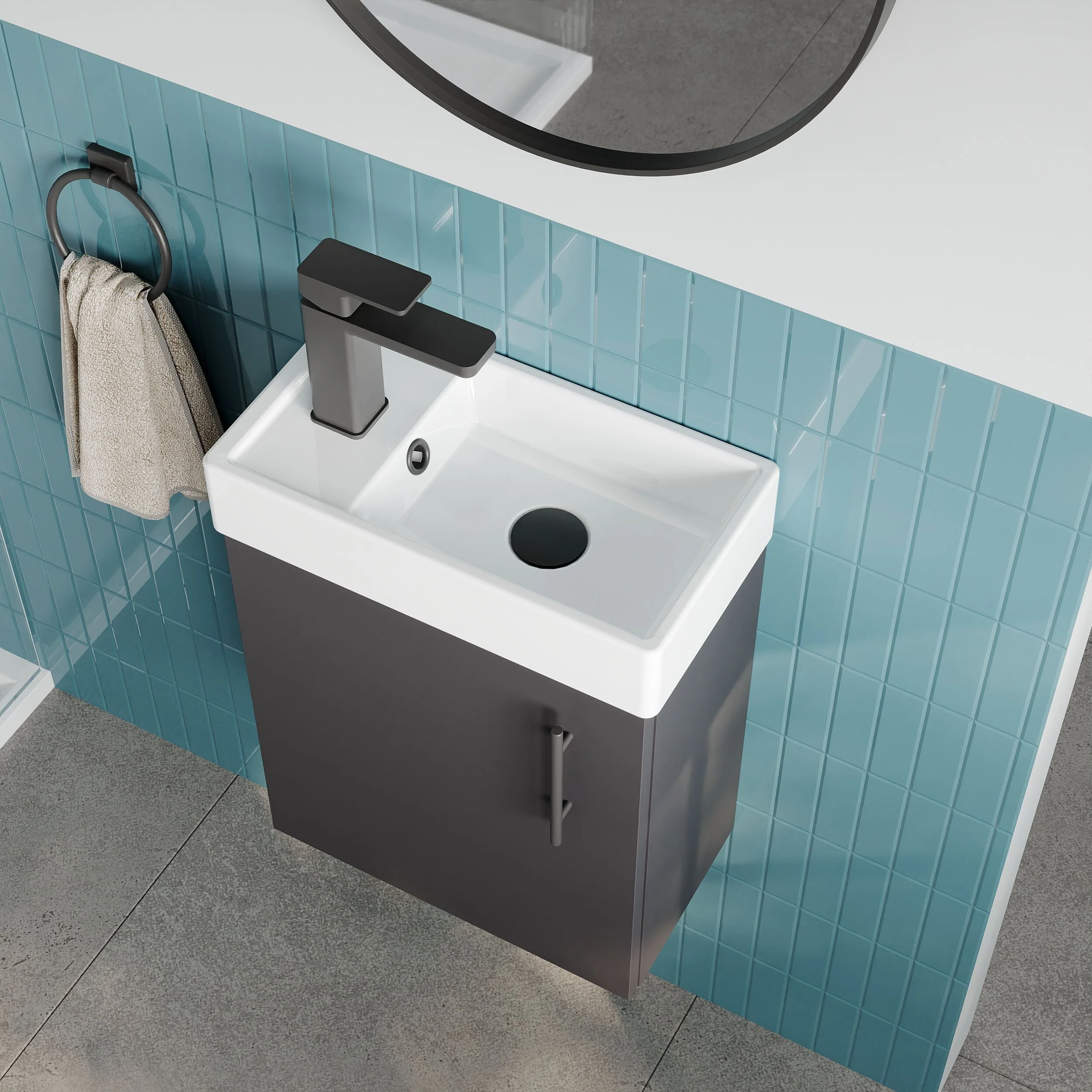 Freehay Compact Cloakroom Vanity Basin Unit, 400mm - Choice of Mount Type, Colour and Handle Finish - Image 76