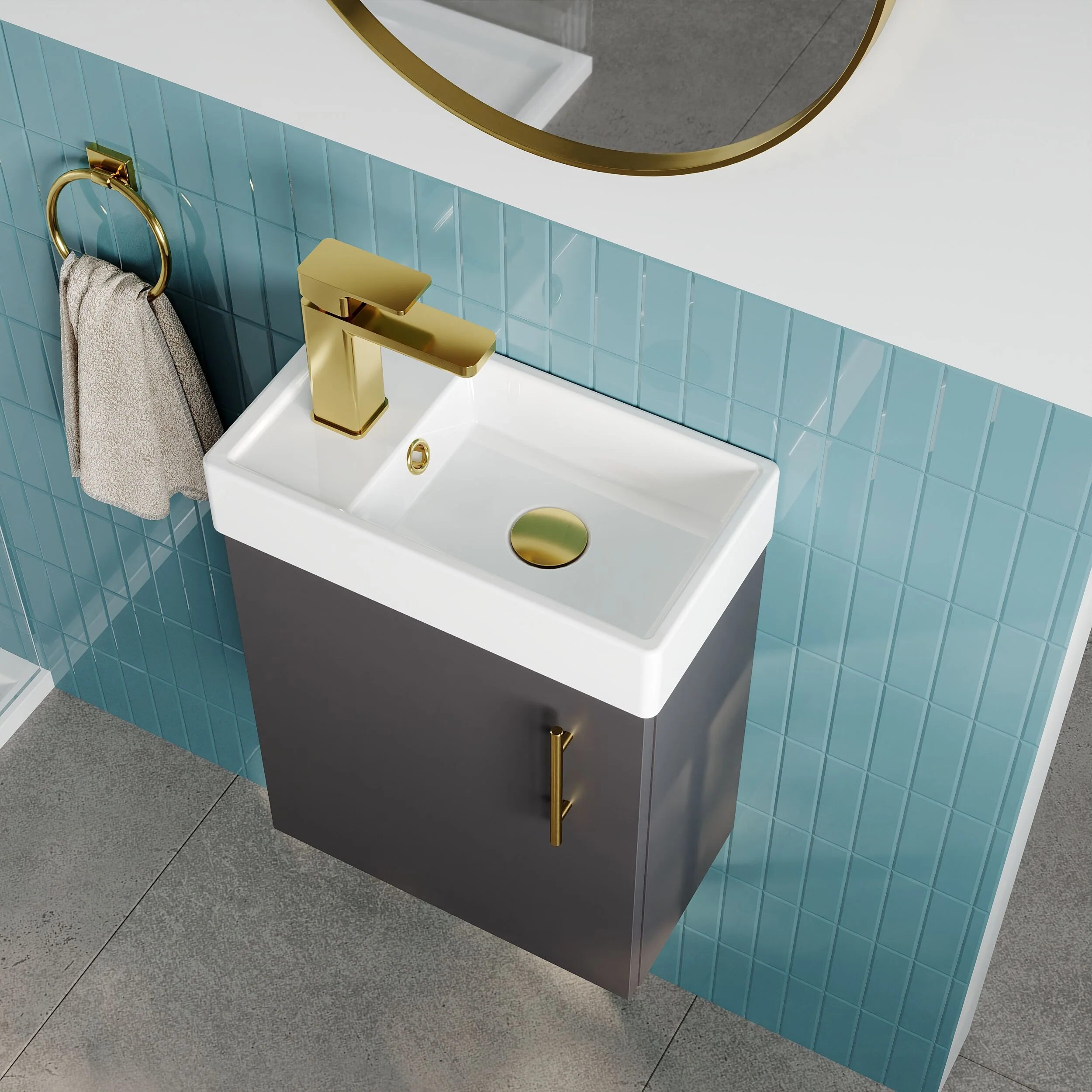 Freehay Compact Cloakroom Vanity Basin Unit, 400mm - Choice of Mount Type, Colour and Handle Finish - Image 77