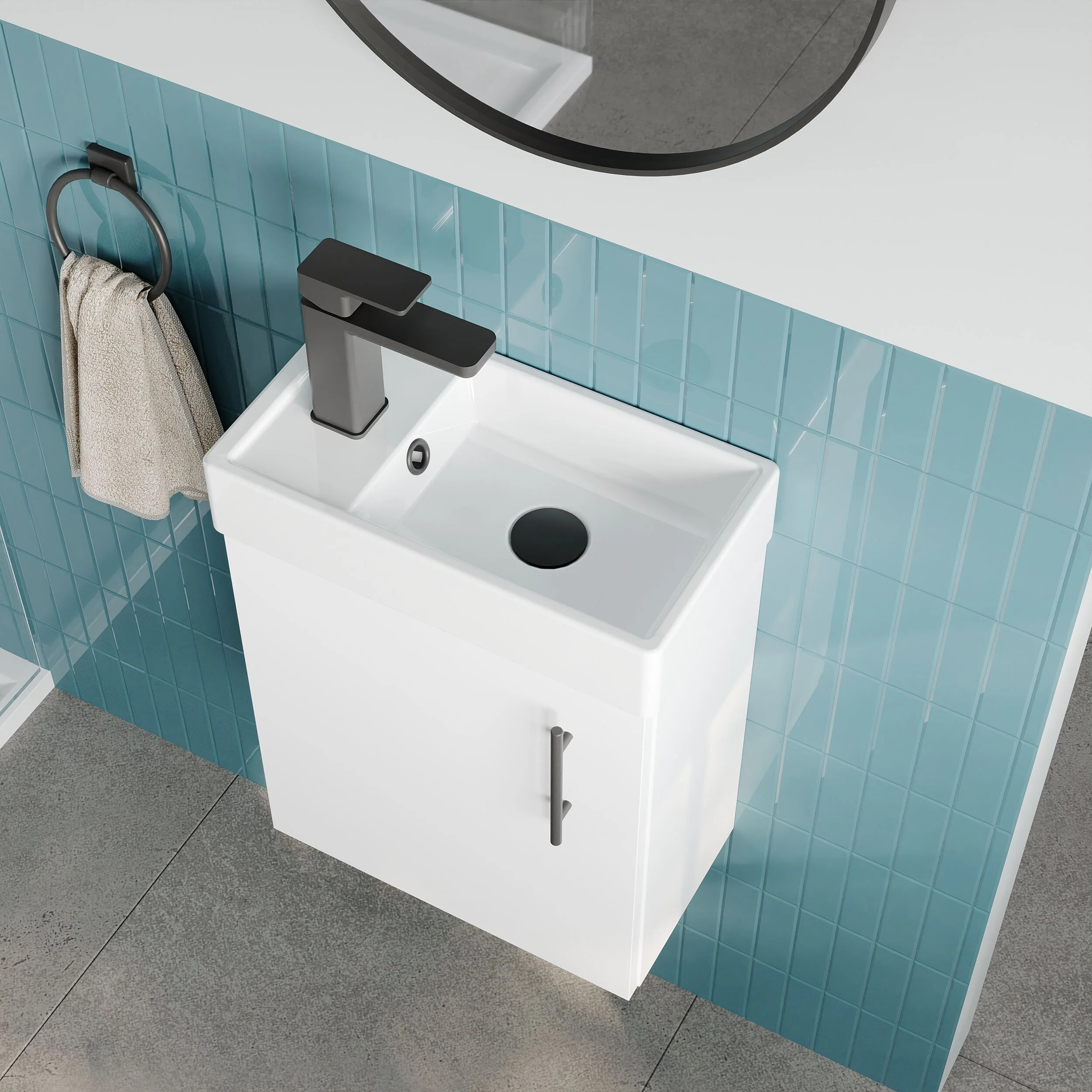 Freehay Compact Cloakroom Vanity Basin Unit, 400mm - Choice of Mount Type, Colour and Handle Finish - Image 80