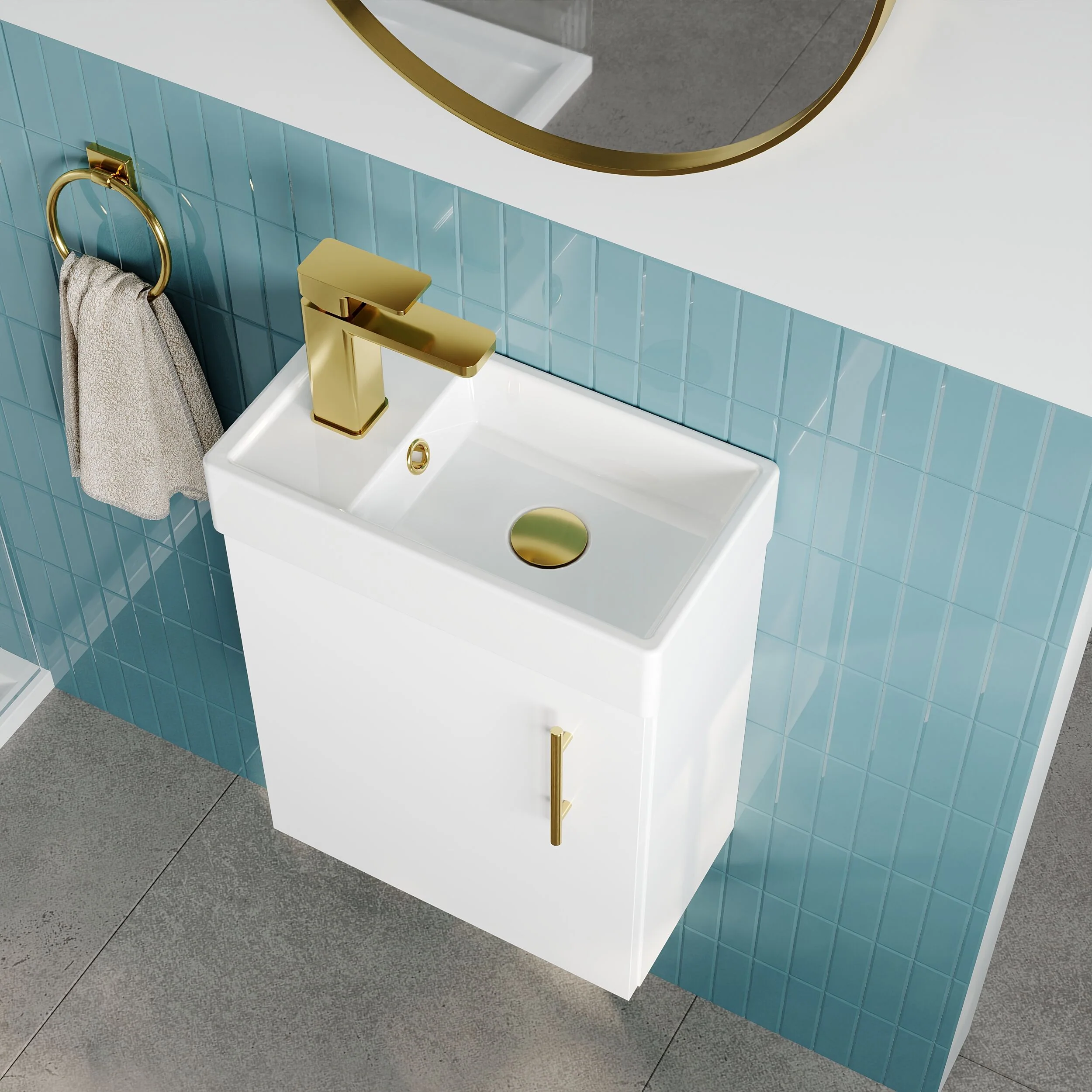Freehay Compact Cloakroom Vanity Basin Unit, 400mm - Choice of Mount Type, Colour and Handle Finish - Image 81