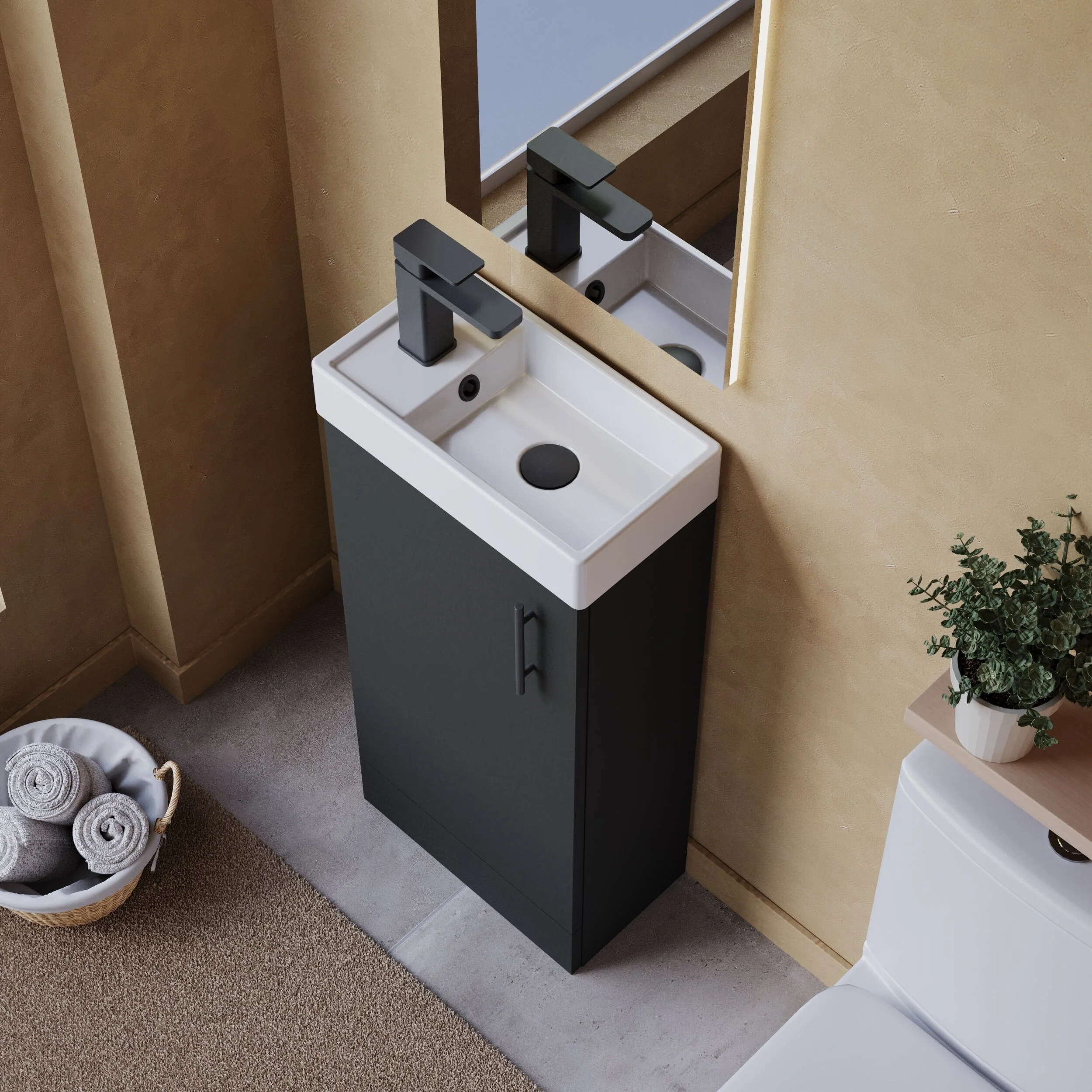 Freehay Compact Cloakroom Vanity Basin Unit, 400mm - Choice of Mount Type, Colour and Handle Finish - Image 82
