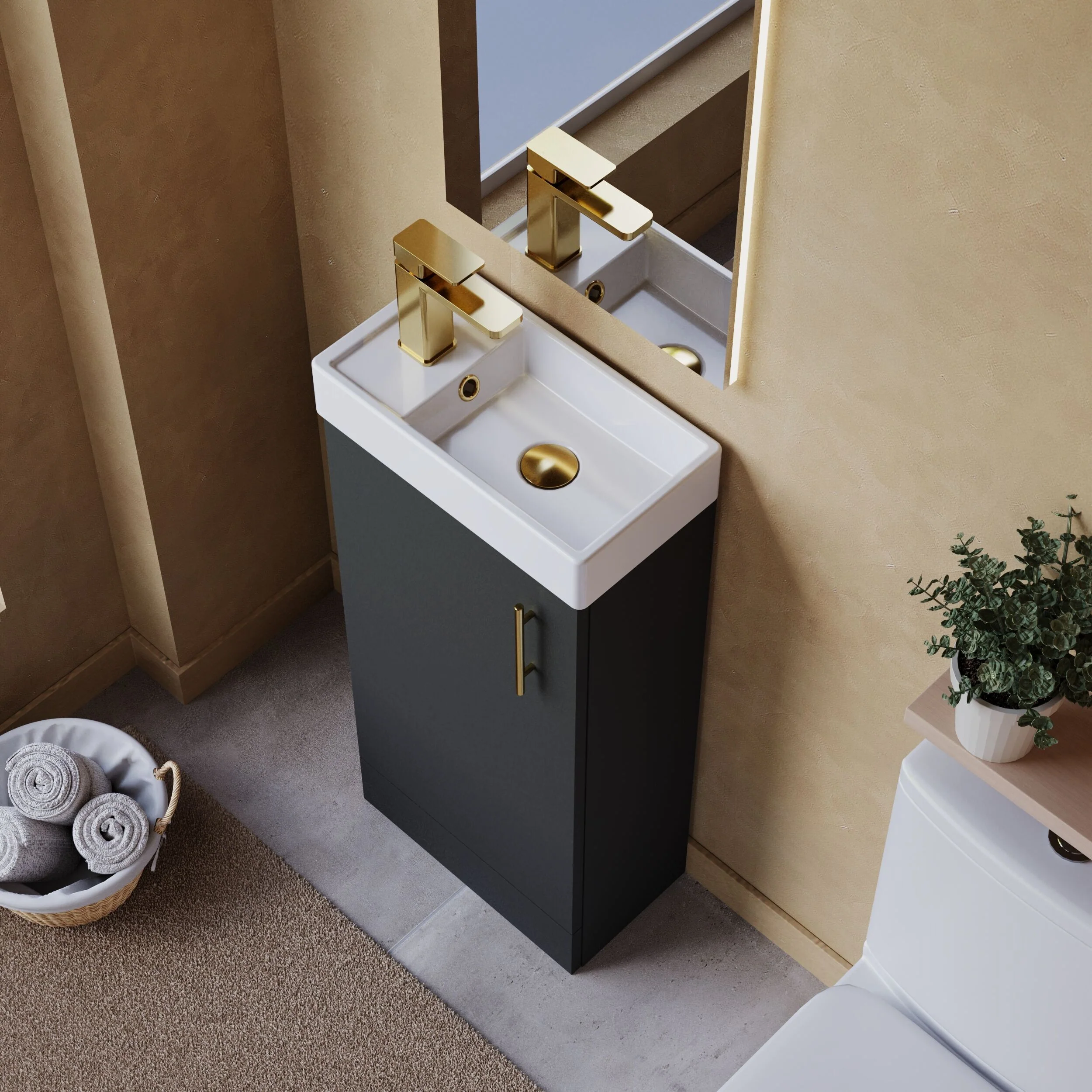 Freehay Compact Cloakroom Vanity Basin Unit, 400mm - Choice of Mount Type, Colour and Handle Finish - Image 83