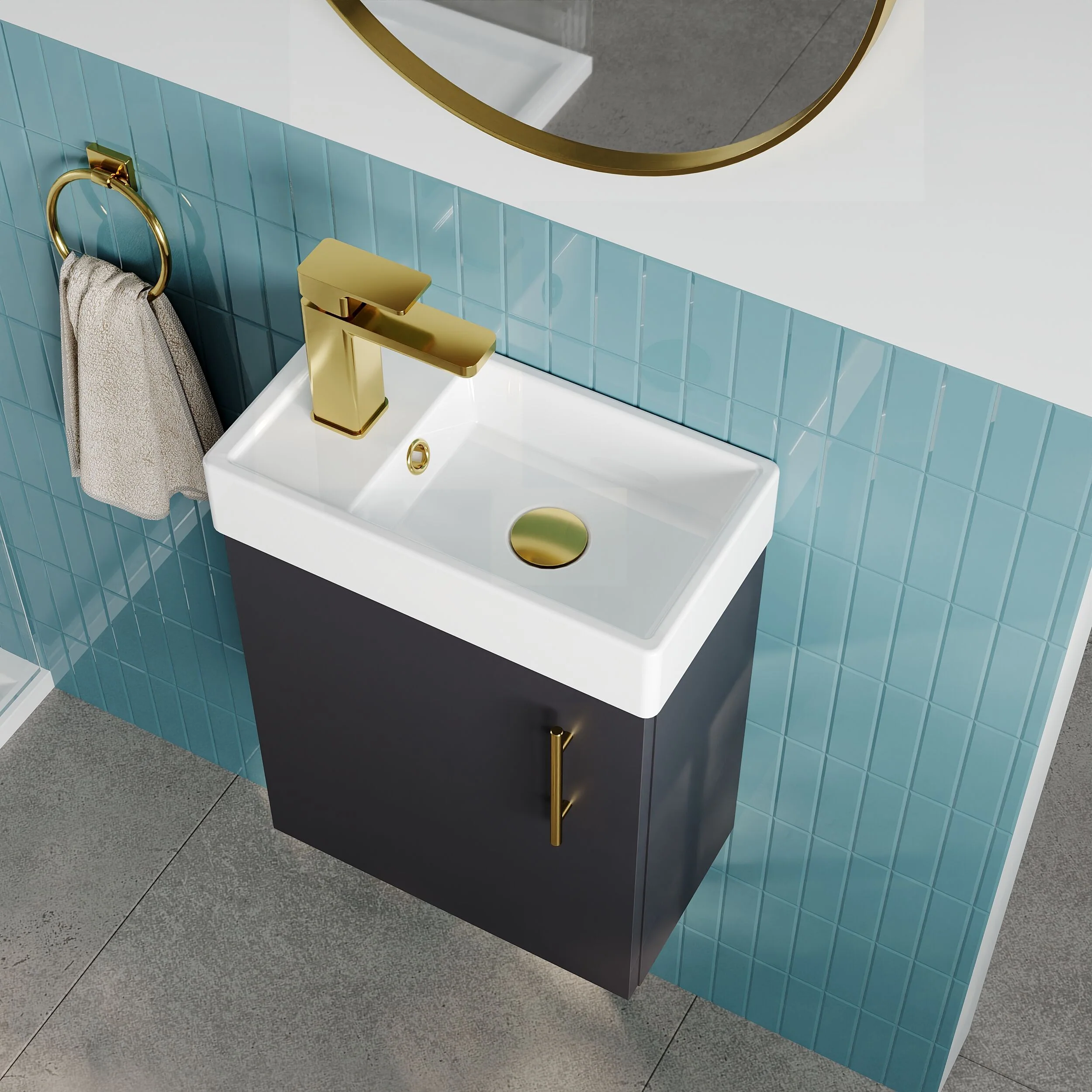 Freehay Compact Cloakroom Vanity Basin Unit, 400mm - Choice of Mount Type, Colour and Handle Finish - Image 85