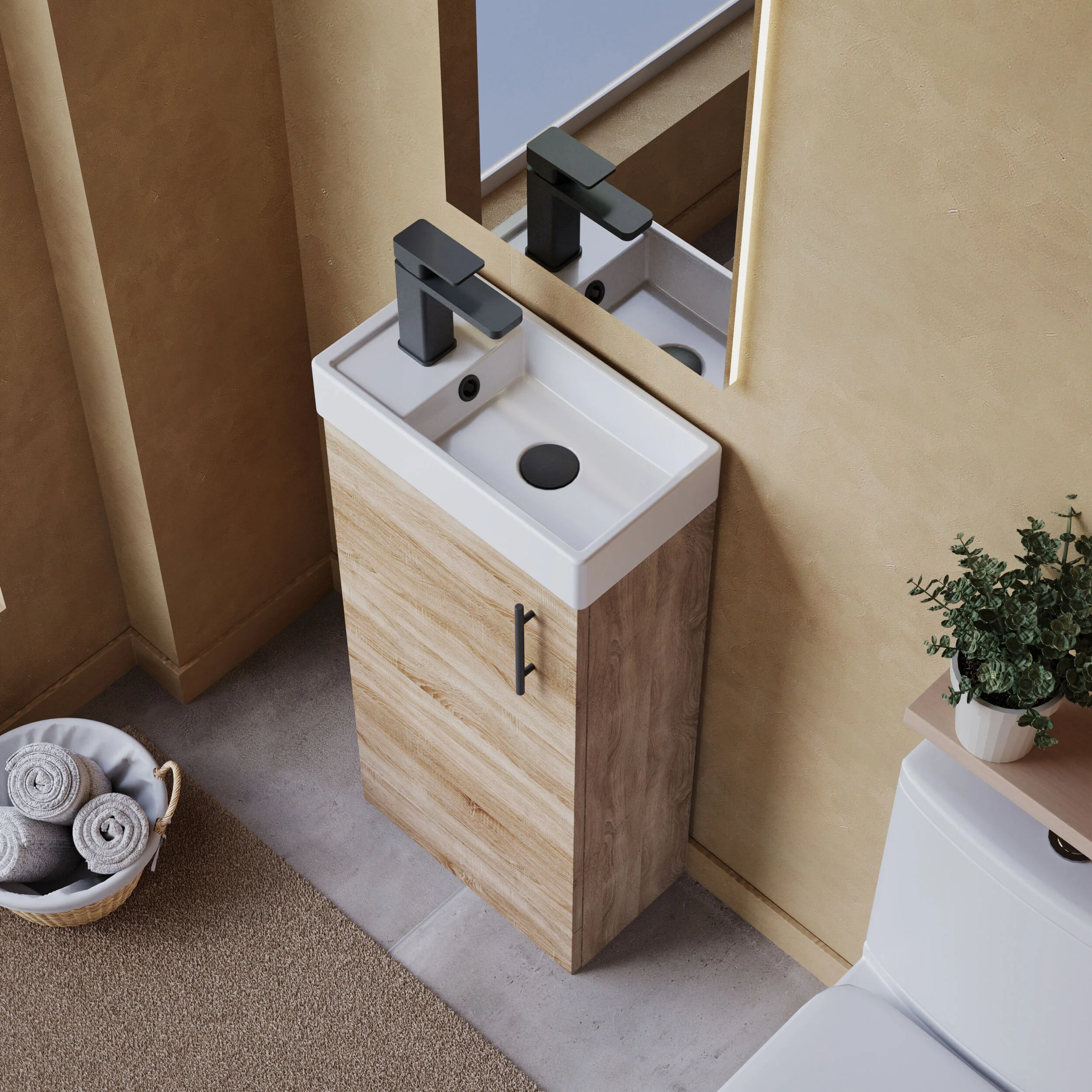 Freehay Compact Cloakroom Vanity Basin Unit, 400mm - Choice of Mount Type, Colour and Handle Finish - Image 86