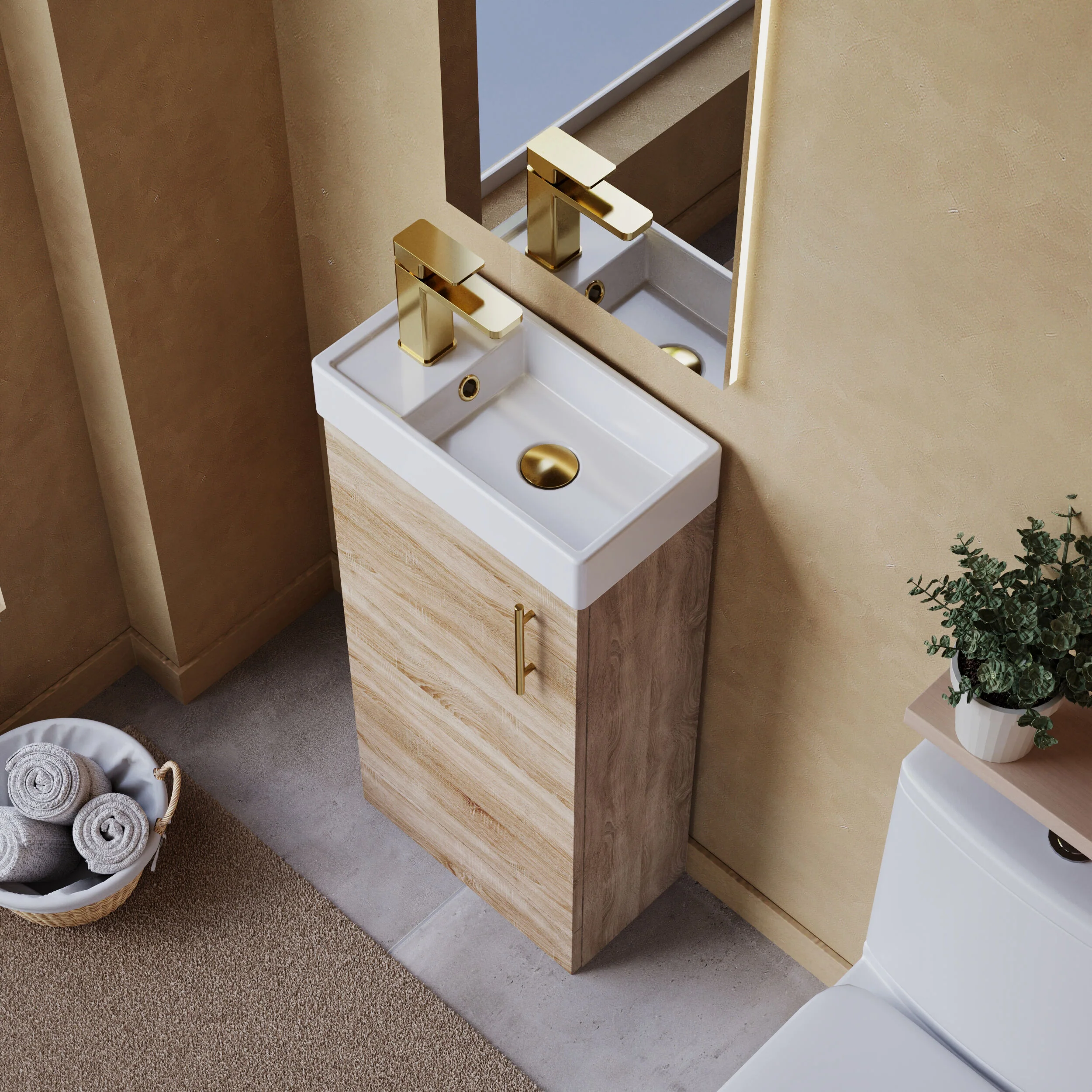 Freehay Compact Cloakroom Vanity Basin Unit, 400mm - Choice of Mount Type, Colour and Handle Finish - Image 87