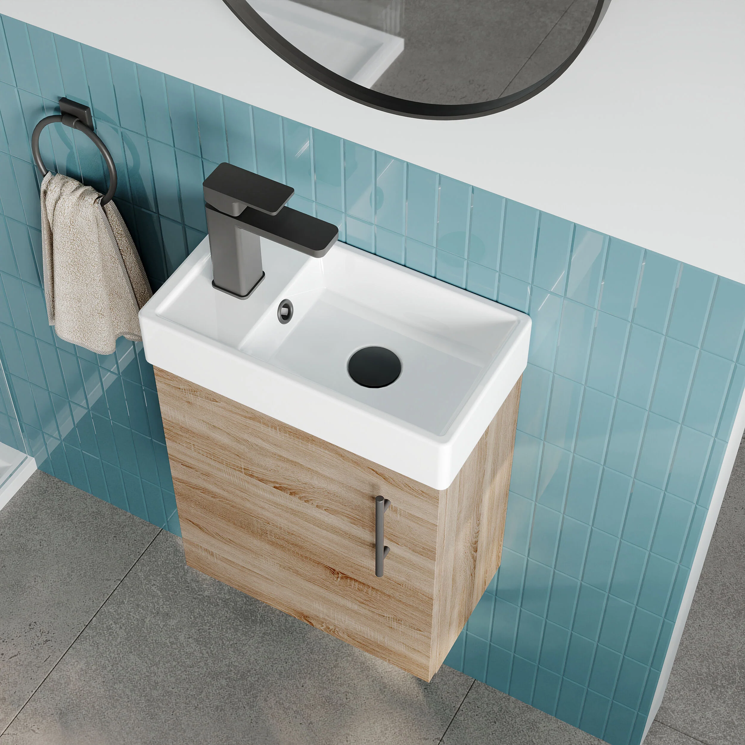 Freehay Compact Cloakroom Vanity Basin Unit, 400mm - Choice of Mount Type, Colour and Handle Finish - Image 88