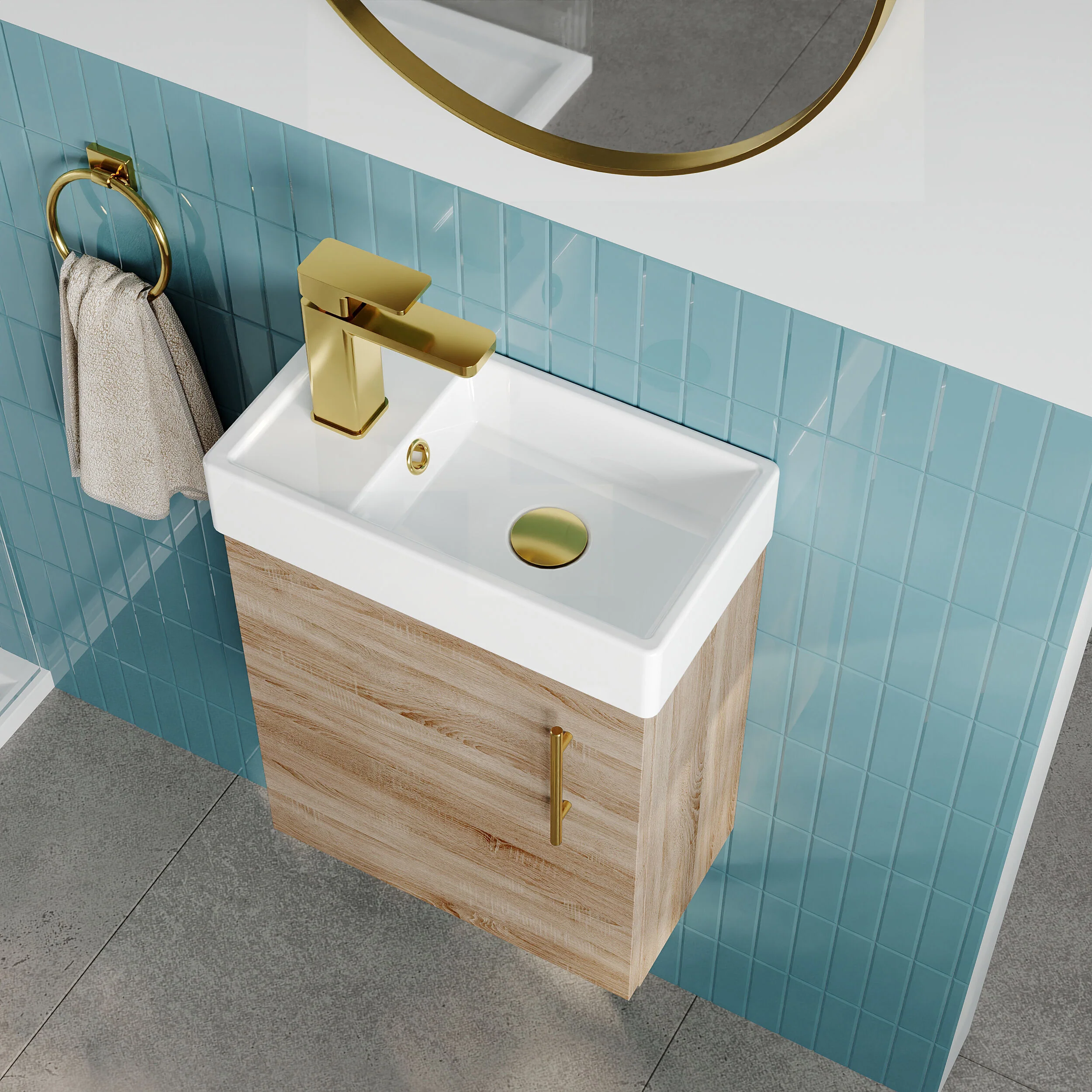 Freehay Compact Cloakroom Vanity Basin Unit, 400mm - Choice of Mount Type, Colour and Handle Finish - Image 89