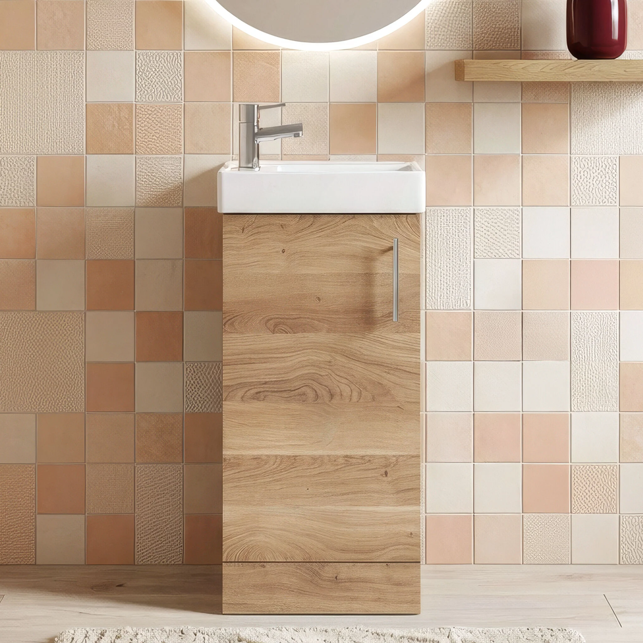 Freehay Compact Cloakroom Vanity Basin Unit, 400mm - Choice of Mount Type, Colour and Handle Finish - Image 9