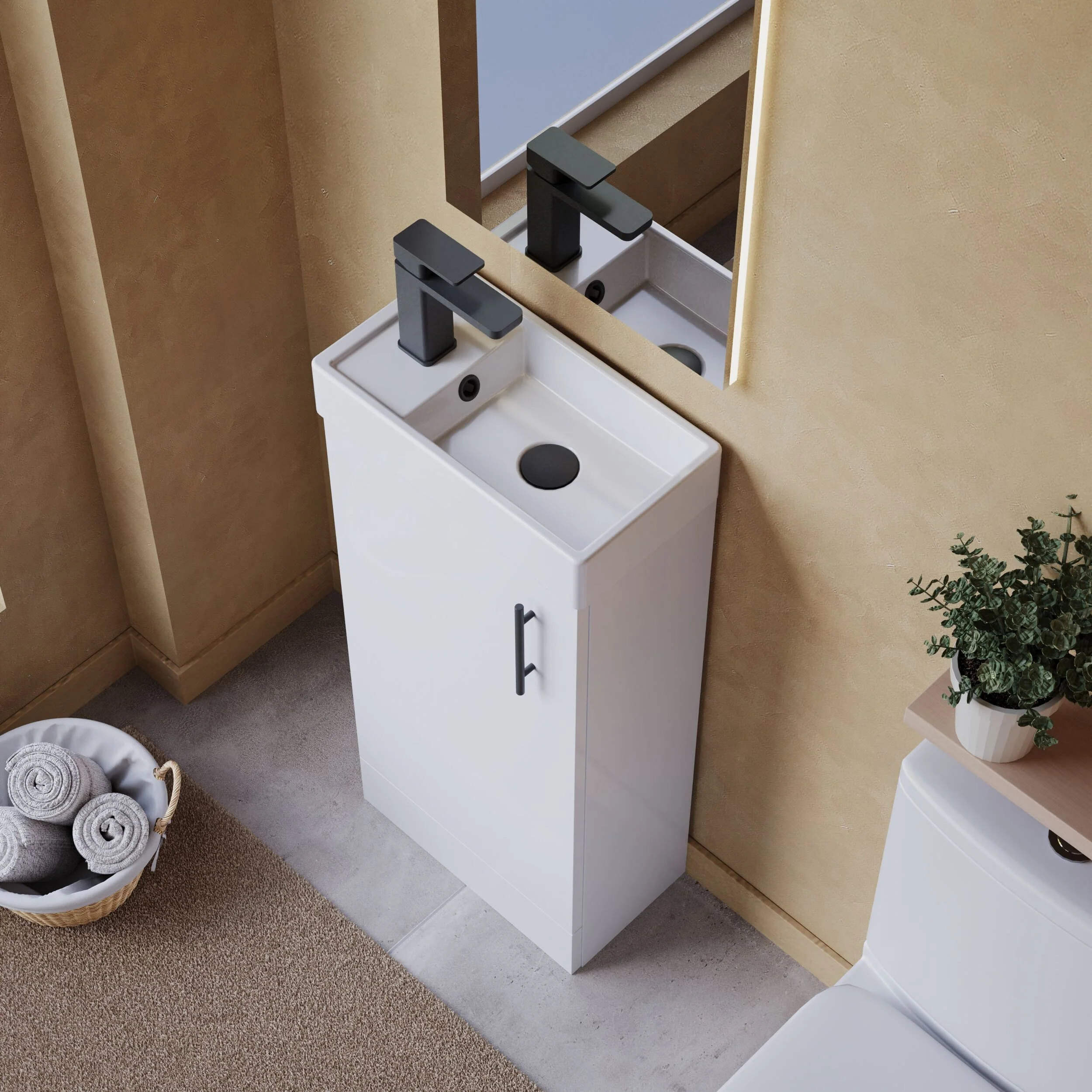 Freehay Compact Cloakroom Vanity Basin Unit, 400mm - Choice of Mount Type, Colour and Handle Finish - Image 90