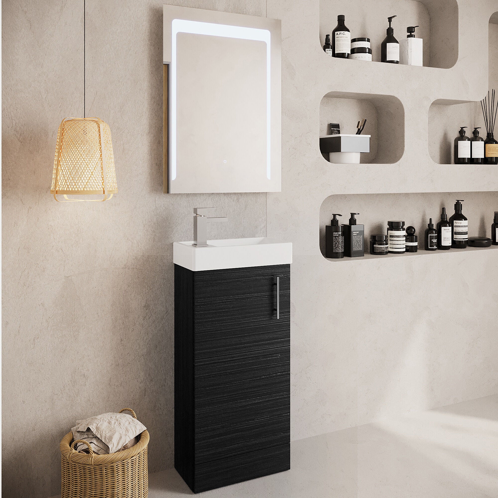 Freehay Compact Cloakroom Vanity Basin Unit, 400mm - Choice of Mount Type, Colour and Handle Finish - Image 93