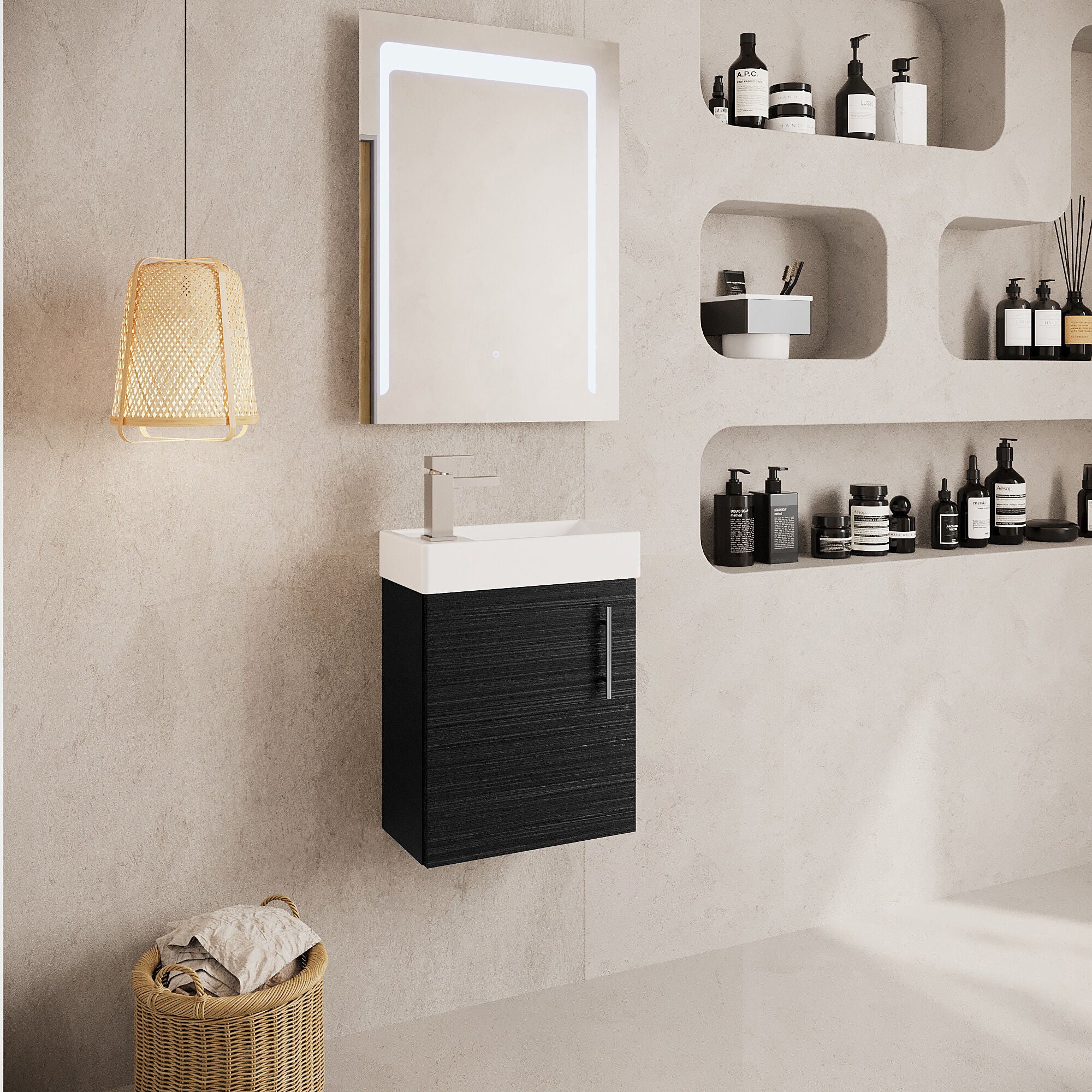 Freehay Compact Cloakroom Vanity Basin Unit, 400mm - Choice of Mount Type, Colour and Handle Finish - Image 95