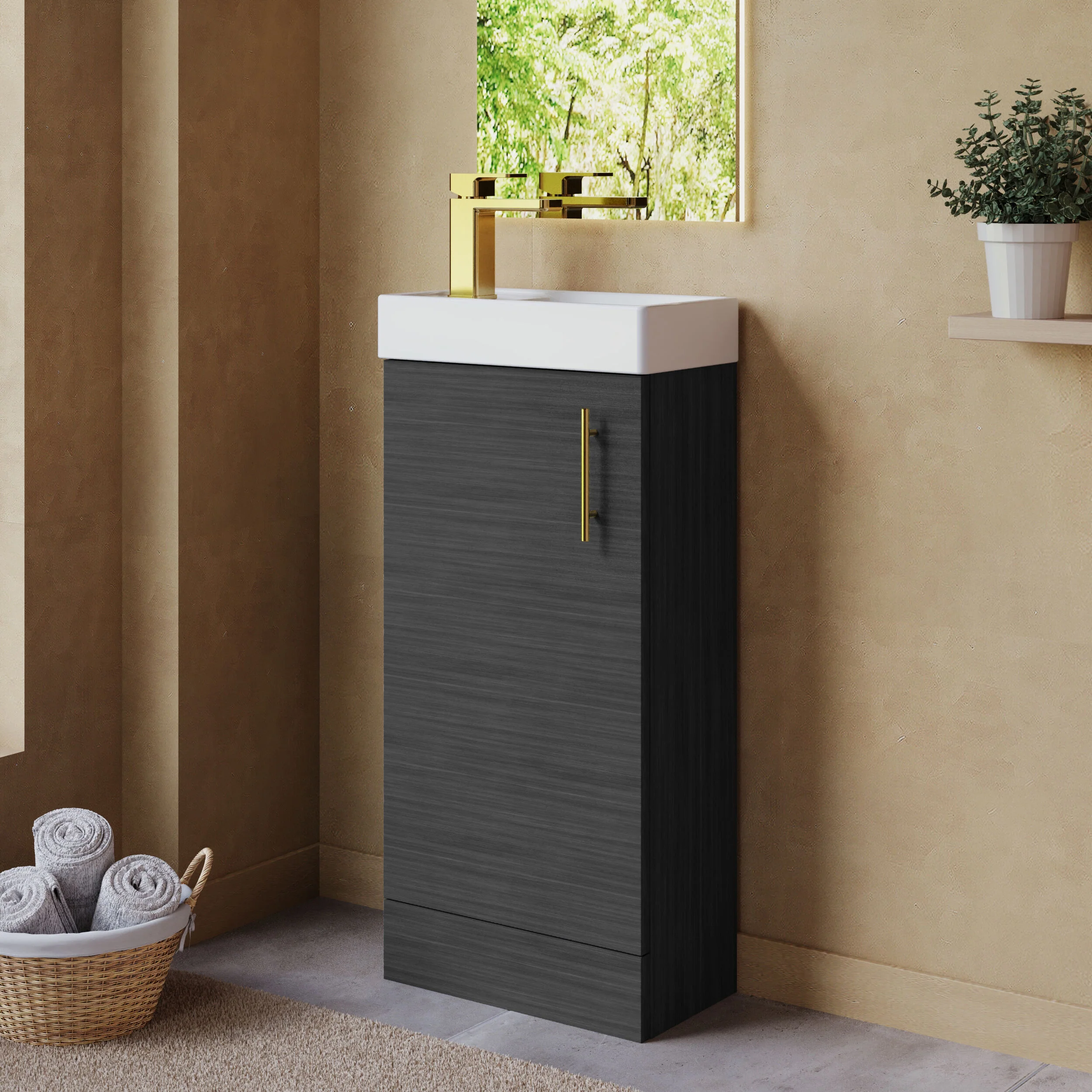 Freehay Compact Cloakroom Vanity Basin Unit, 400mm - Choice of Mount Type, Colour and Handle Finish - Image 99
