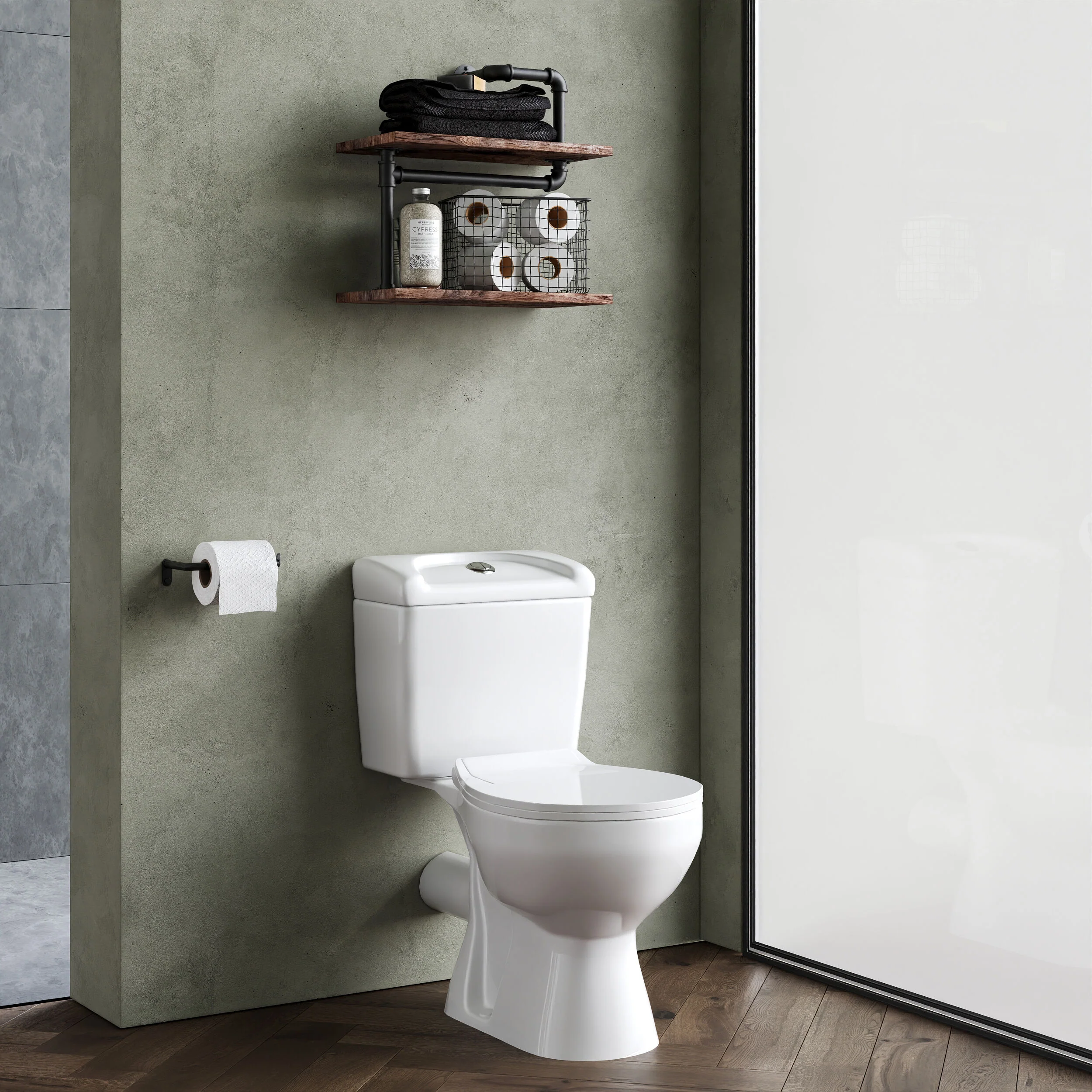 Anslow Compact Close-Coupled Toilet & Cistern with Standard Seat - White Ceramic, 748 x 382mm - Image 4